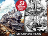 Steampunk Train Coloring Books