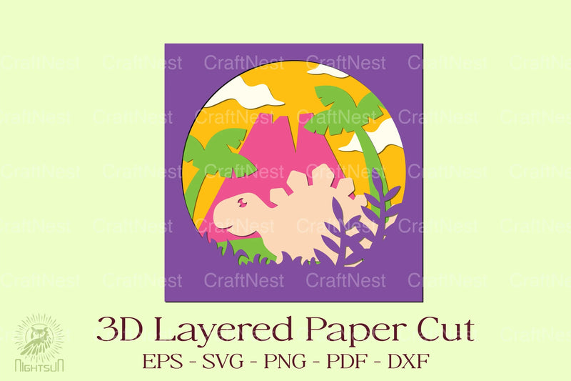 Stegosaurus 3D Layered Papercut Clipart Bundle - CraftNest - Digital Crafting and Art