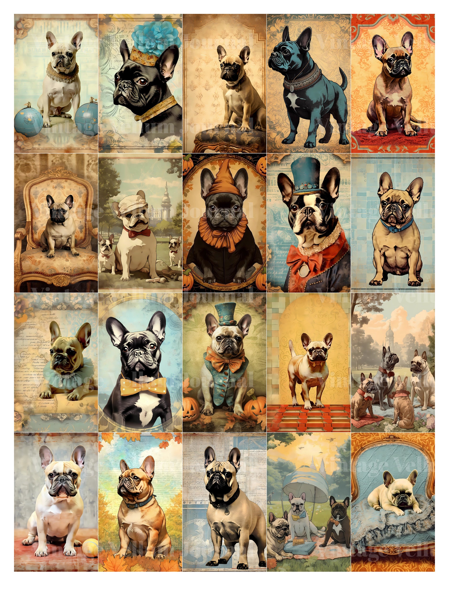 French Bulldogs Junk Journal Pages - CraftNest