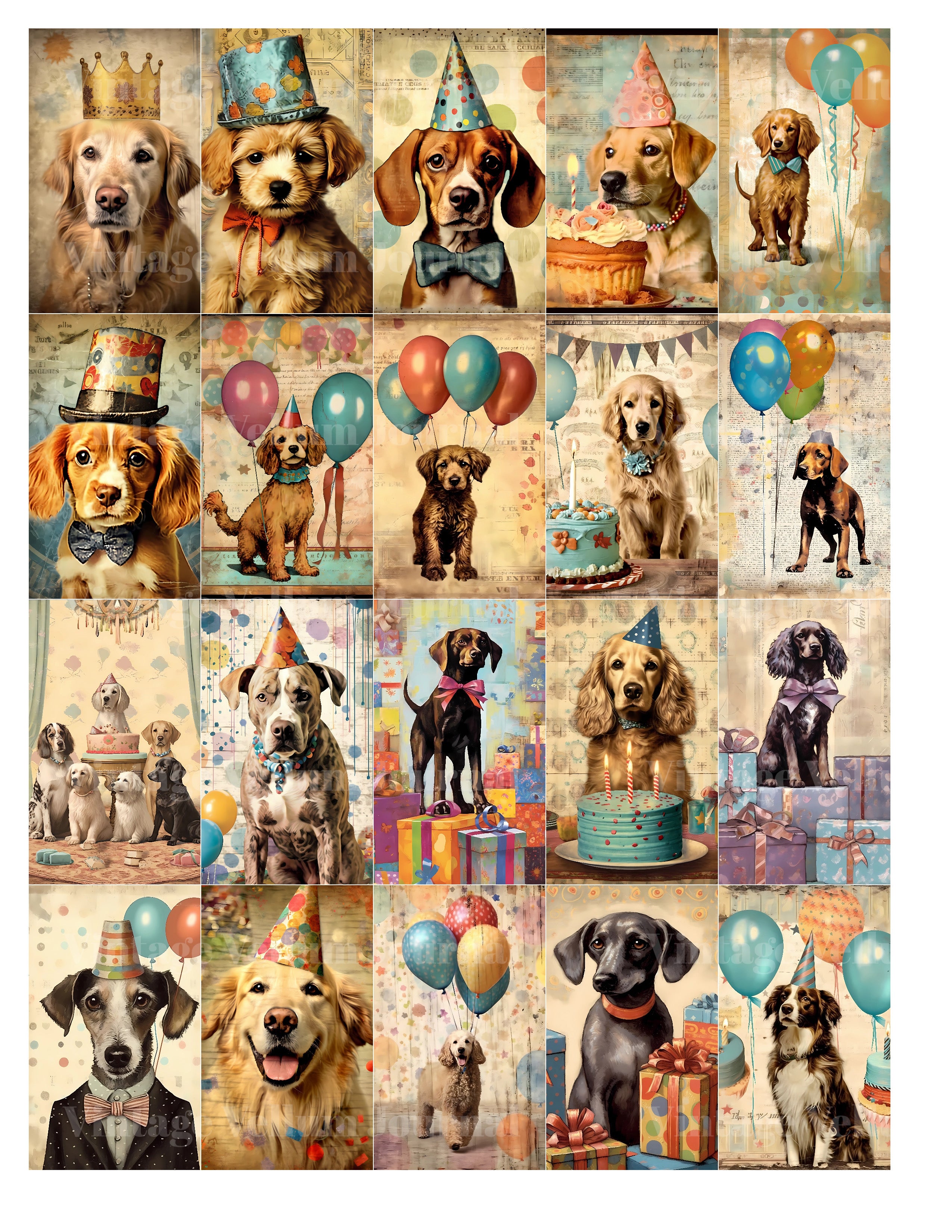 Birthday Dogs Junk Journal Pages - CraftNest