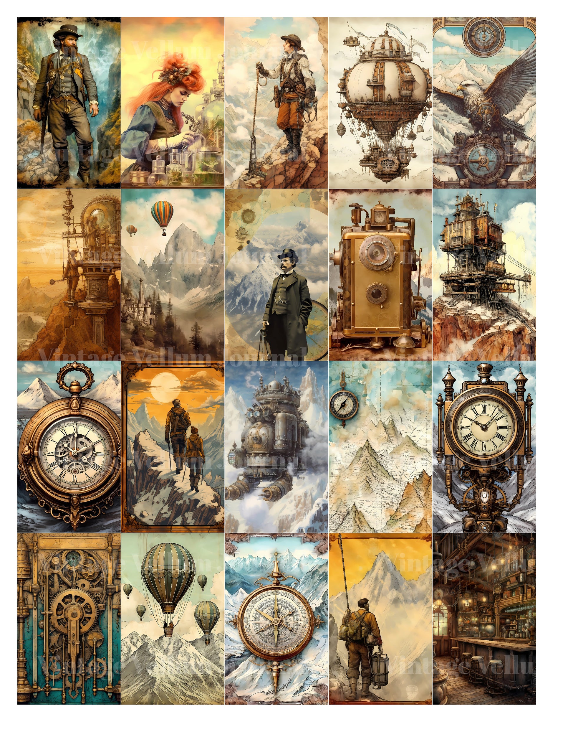 Steampunk Mountain World Junk Journal Pages - CraftNest