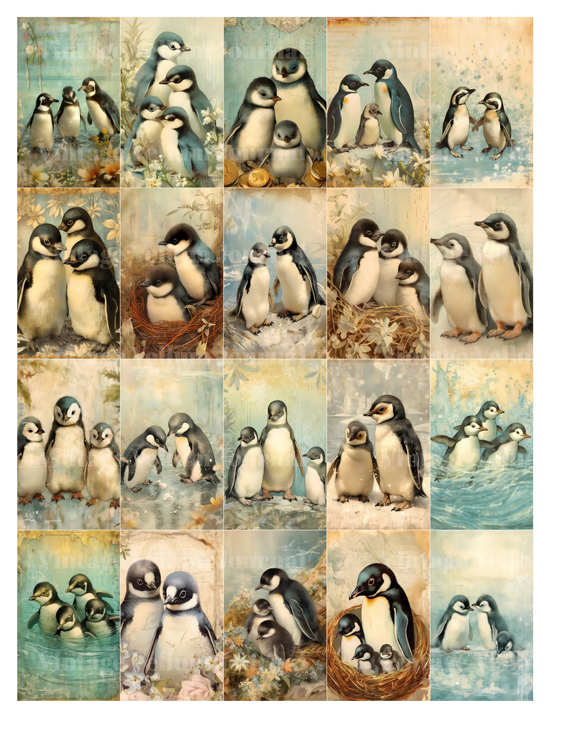 Baby Penguins Junk Journal Pages - CraftNest