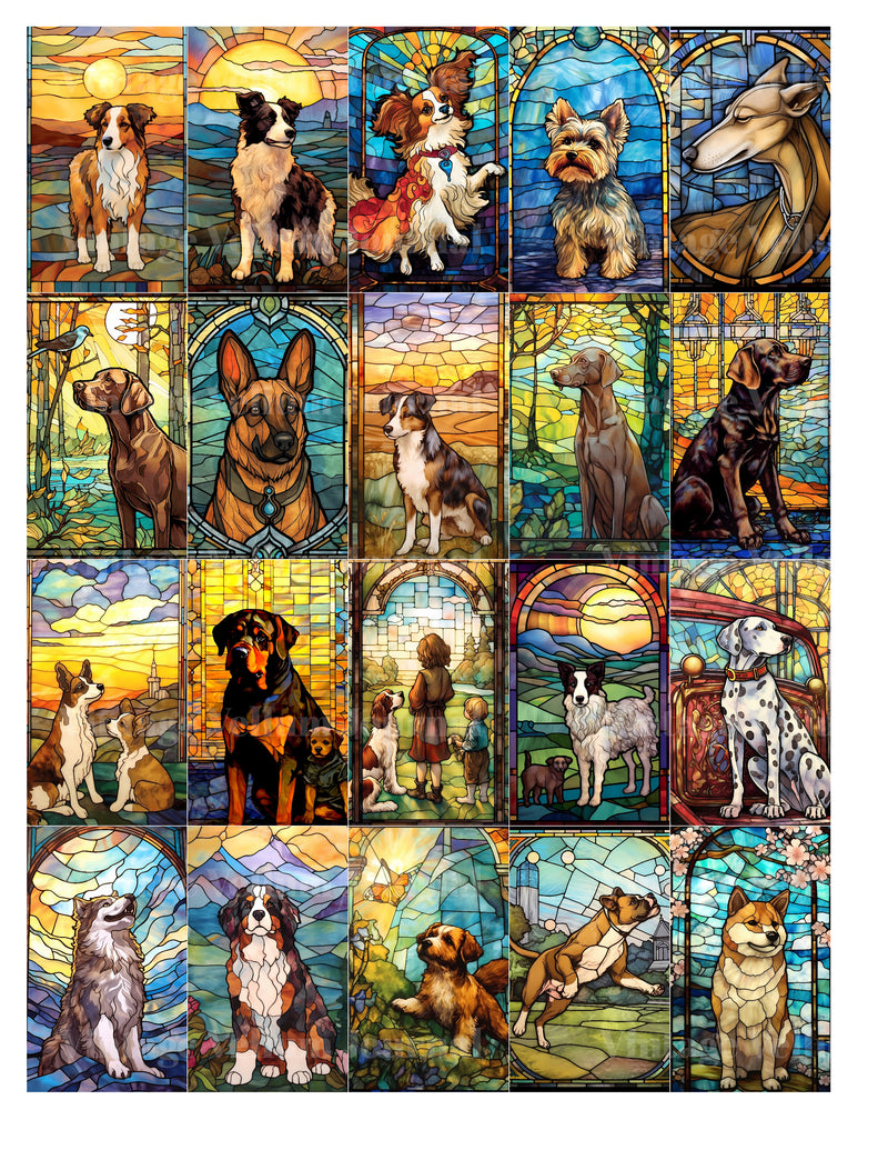 Stained Glass Dogs Junk Journal Pages - CraftNest