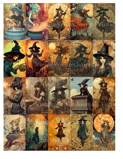 Cartoon Art Witches Junk Journal Pages - CraftNest