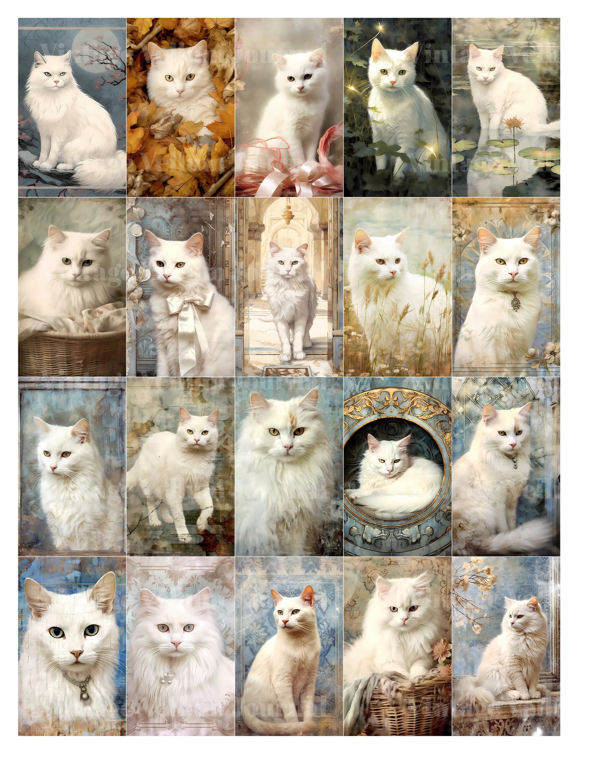 White Cats Junk Journal Pages - CraftNest