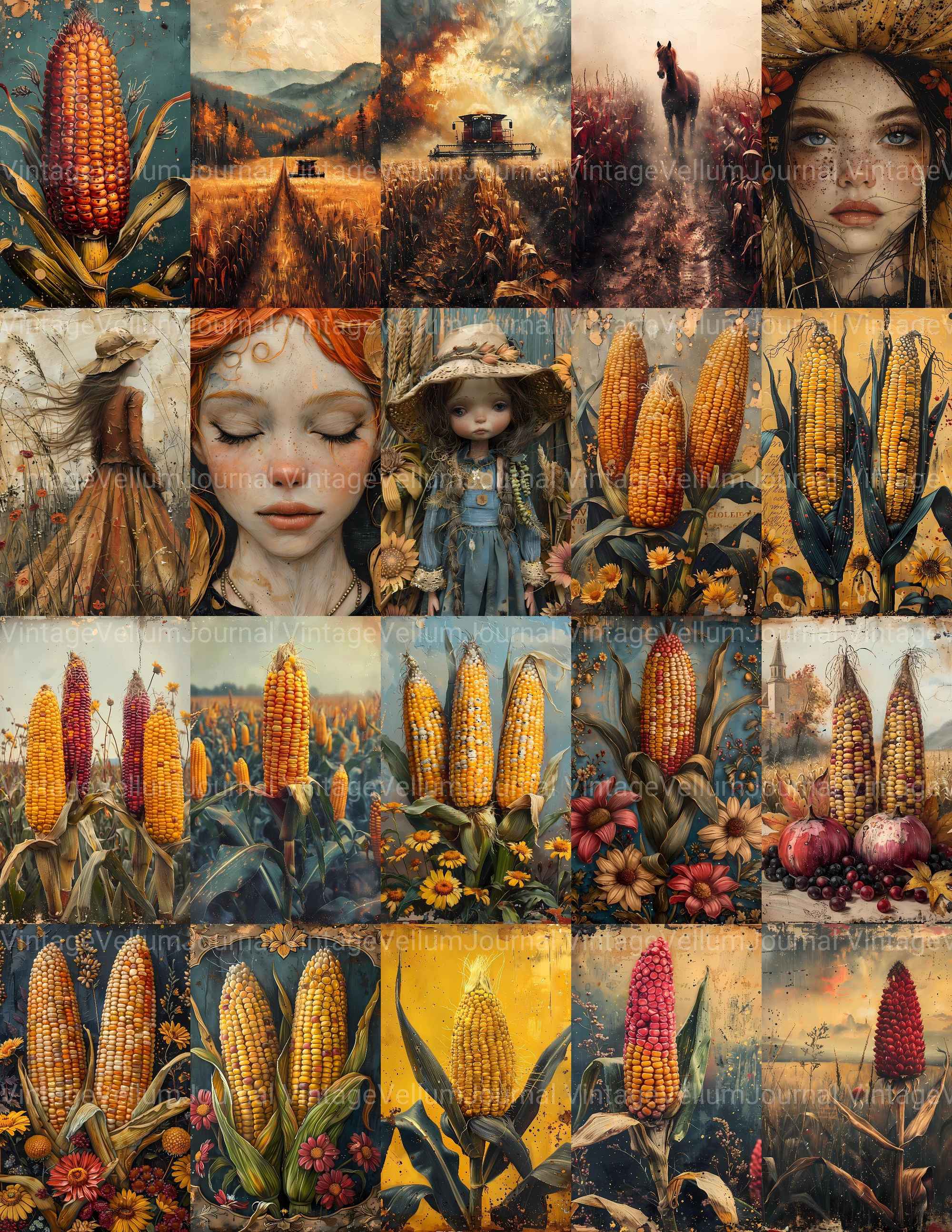 Corn Junk Journal Pages - CraftNest - Digital Crafting and Art