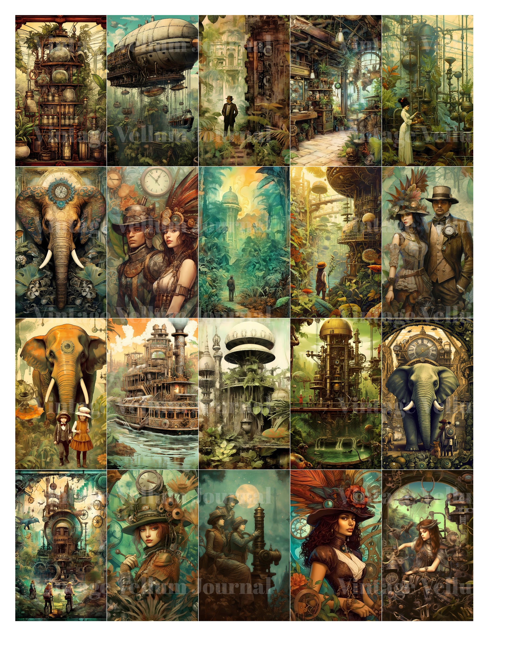 Steampunk Jungle World Junk Journal Pages - CraftNest