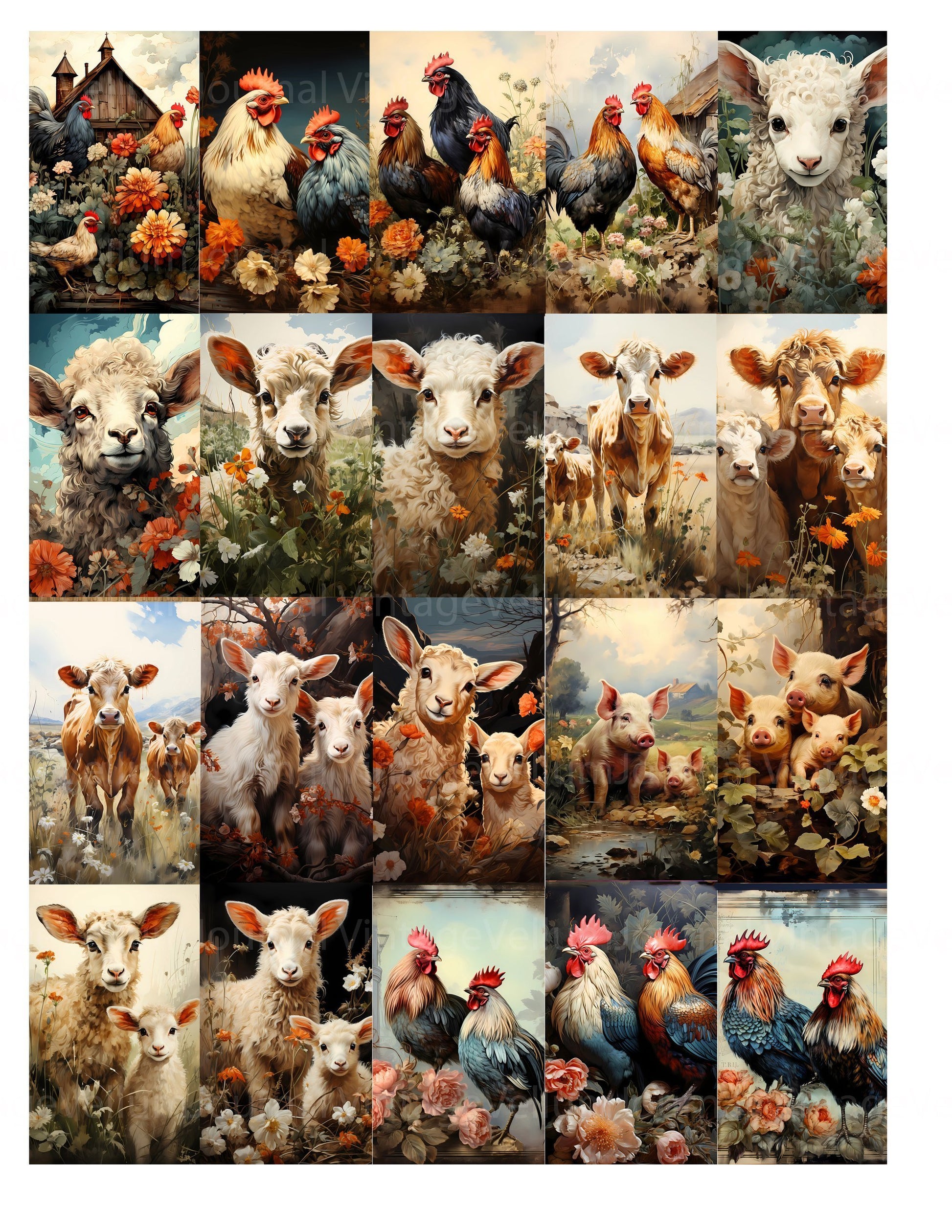 Cute Farm Animals Junk Journal Pages - CraftNest