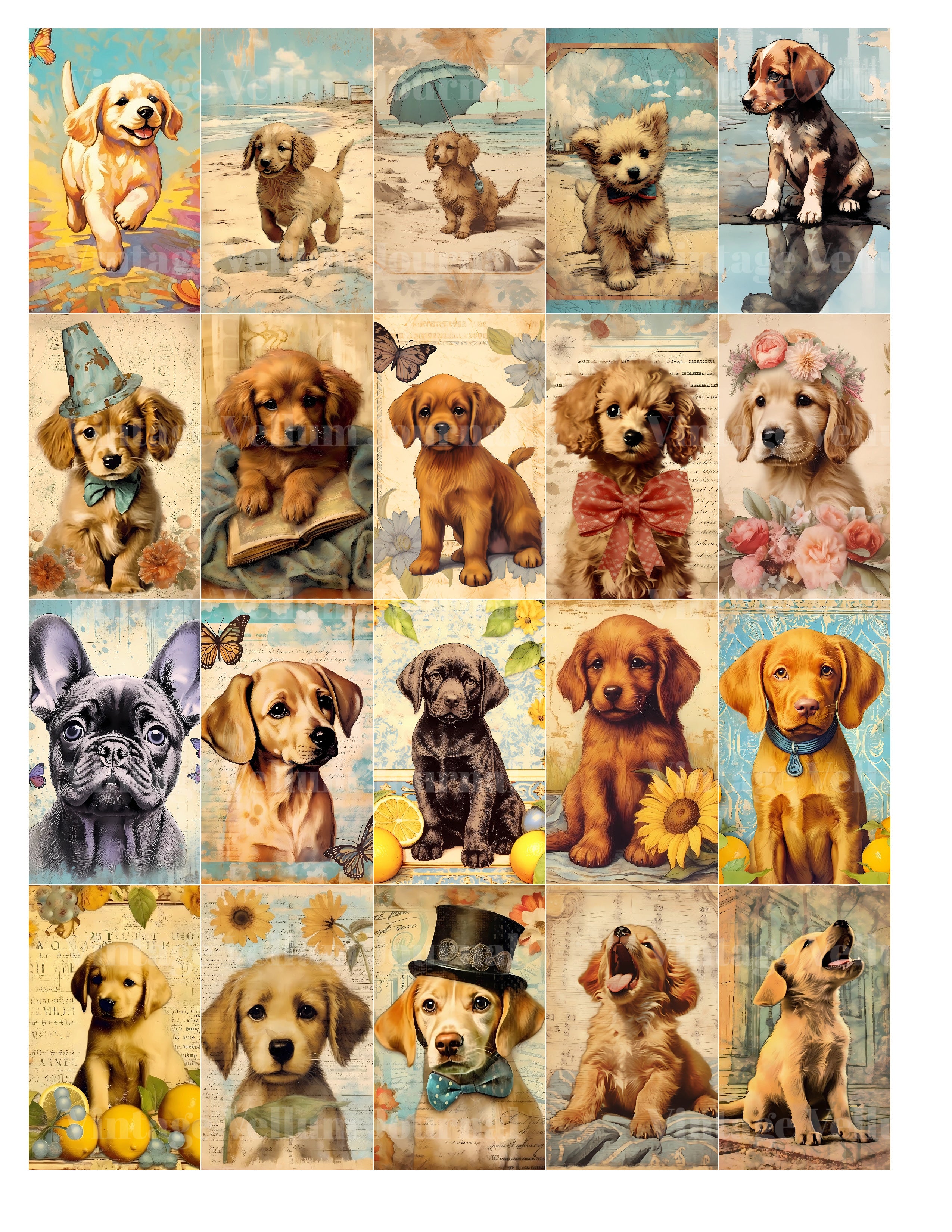 Puppy Parade Junk Journal Pages - CraftNest