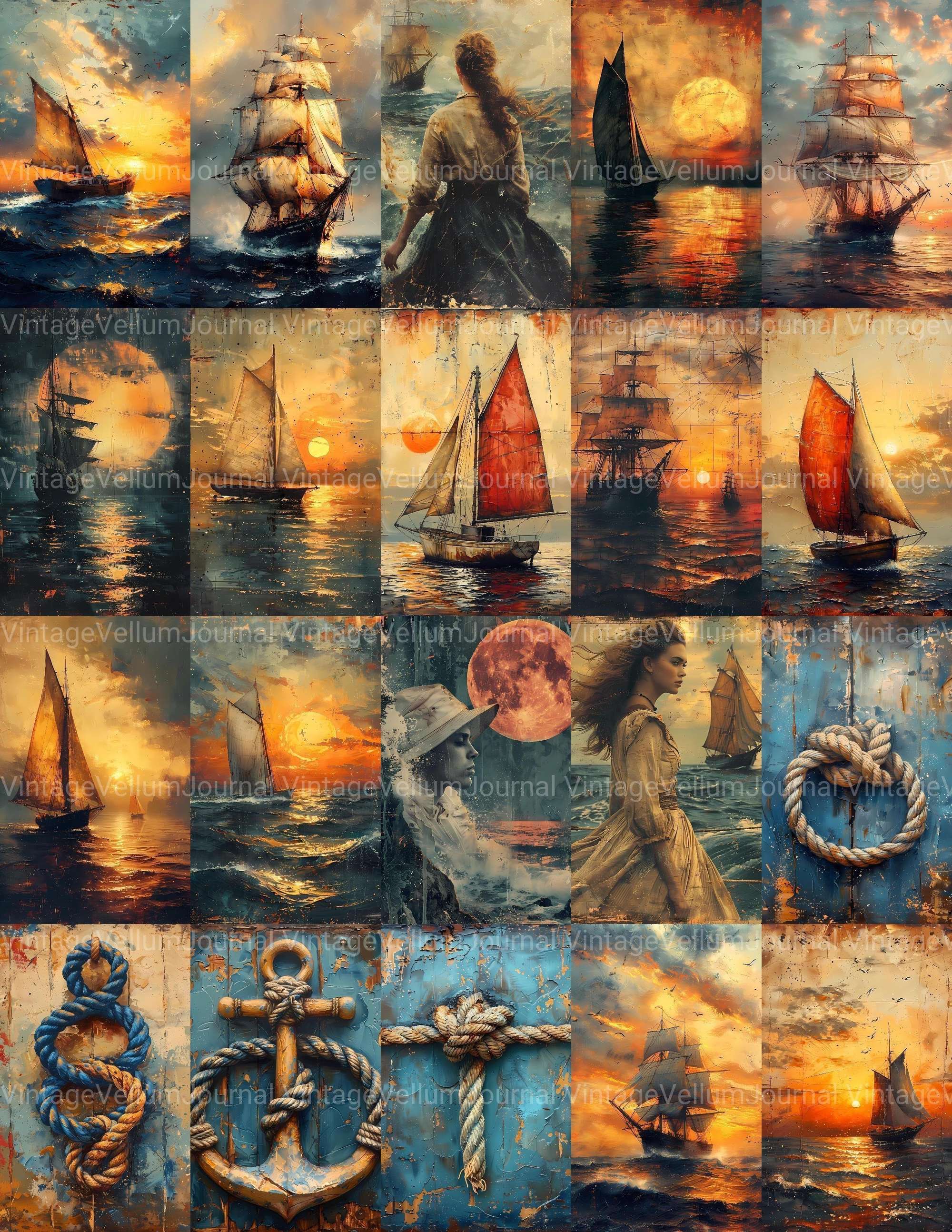 Nautical Summer Junk Journal Pages - CraftNest - Digital Crafting and Art