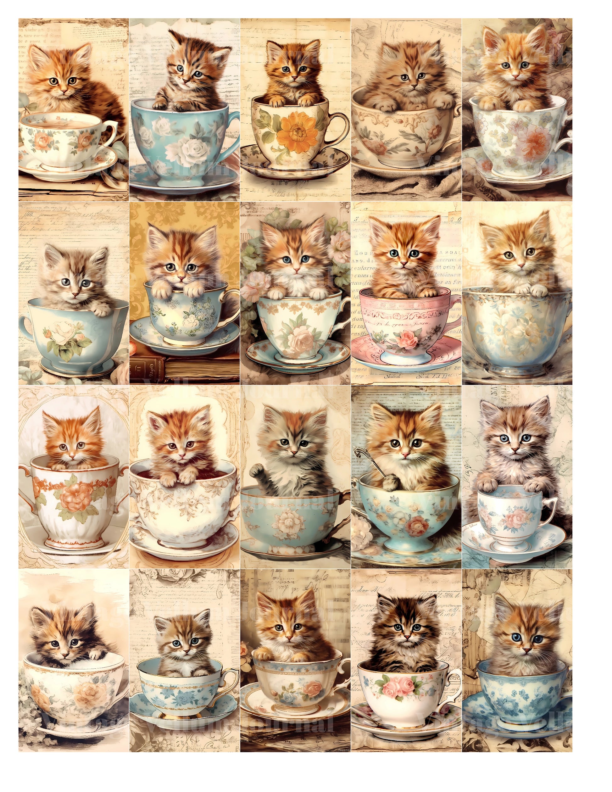 Kitten In A Cup Junk Journal Pages - CraftNest