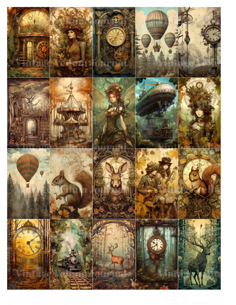 Steampunk Forest World Junk Journal Pages - CraftNest