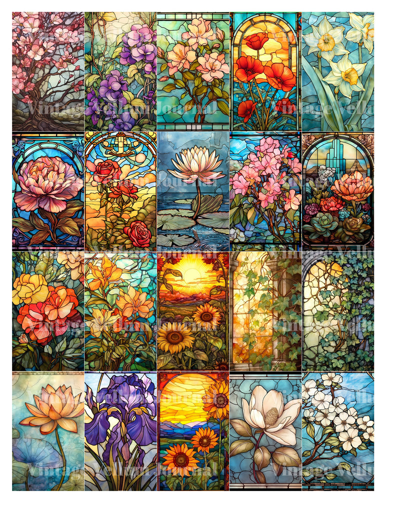 Stained Glass Flowers Junk Journal Pages - CraftNest