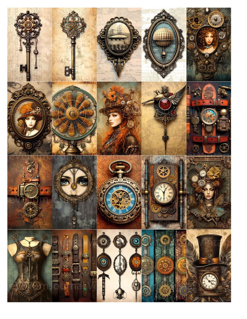 Steampunk Accessories Junk Journal Pages - CraftNest