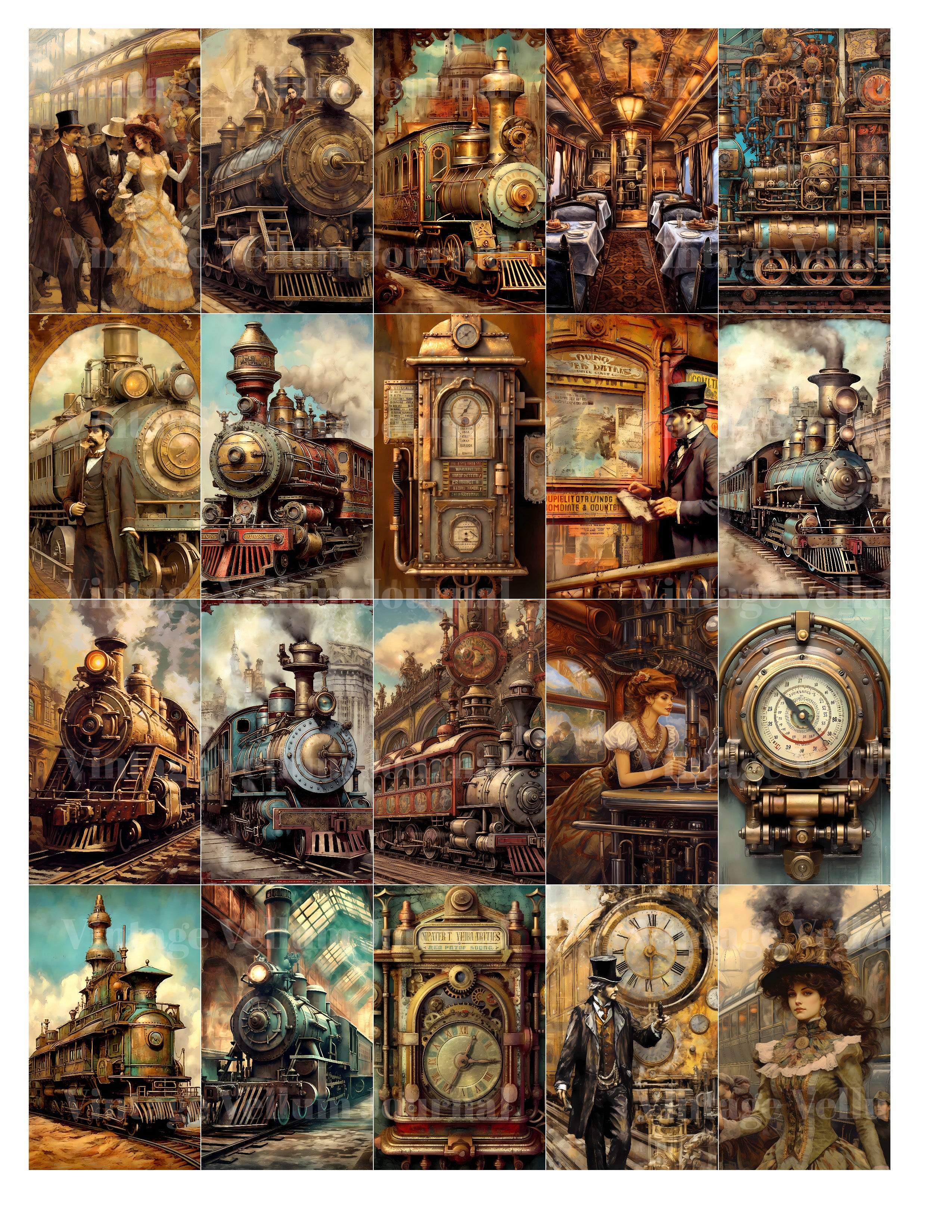 Steampunk Train World Junk Journal Pages - CraftNest