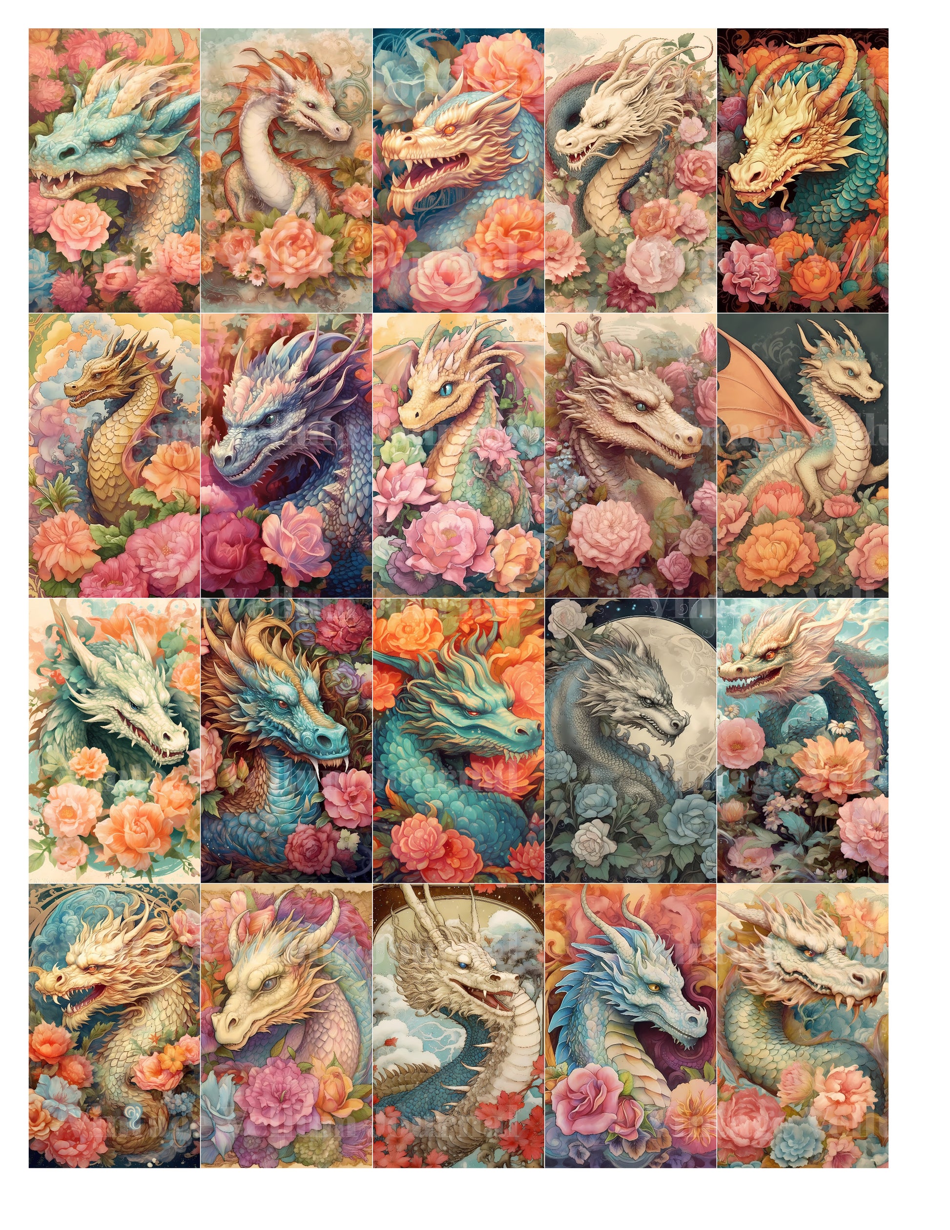 Floral Dragons Junk Journal Pages - CraftNest