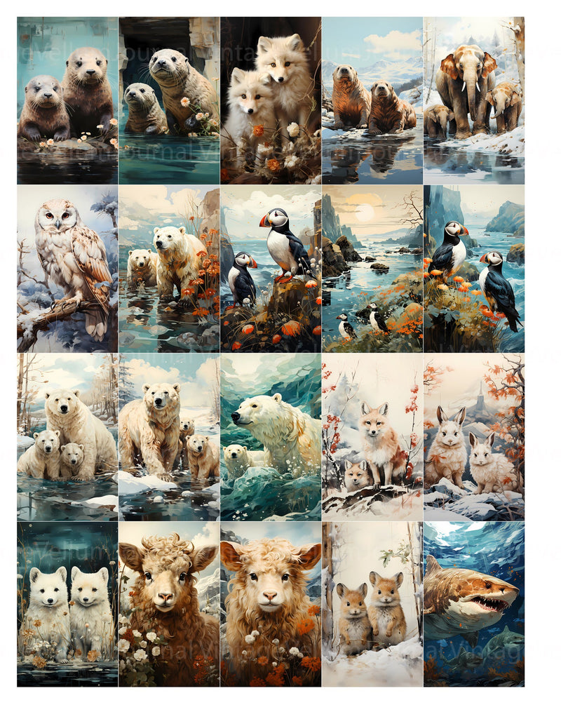 Cute Arctic Animals Junk Journal Pages - CraftNest