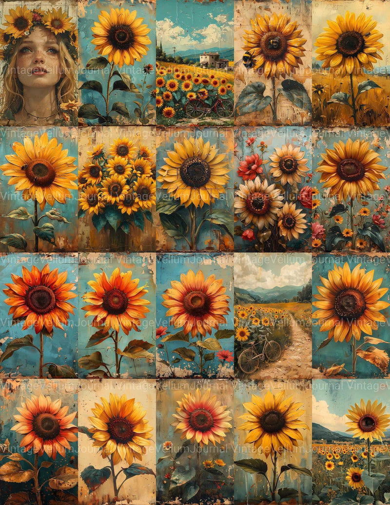 Sunflower Summer Junk Journal Pages - CraftNest - Digital Crafting and Art