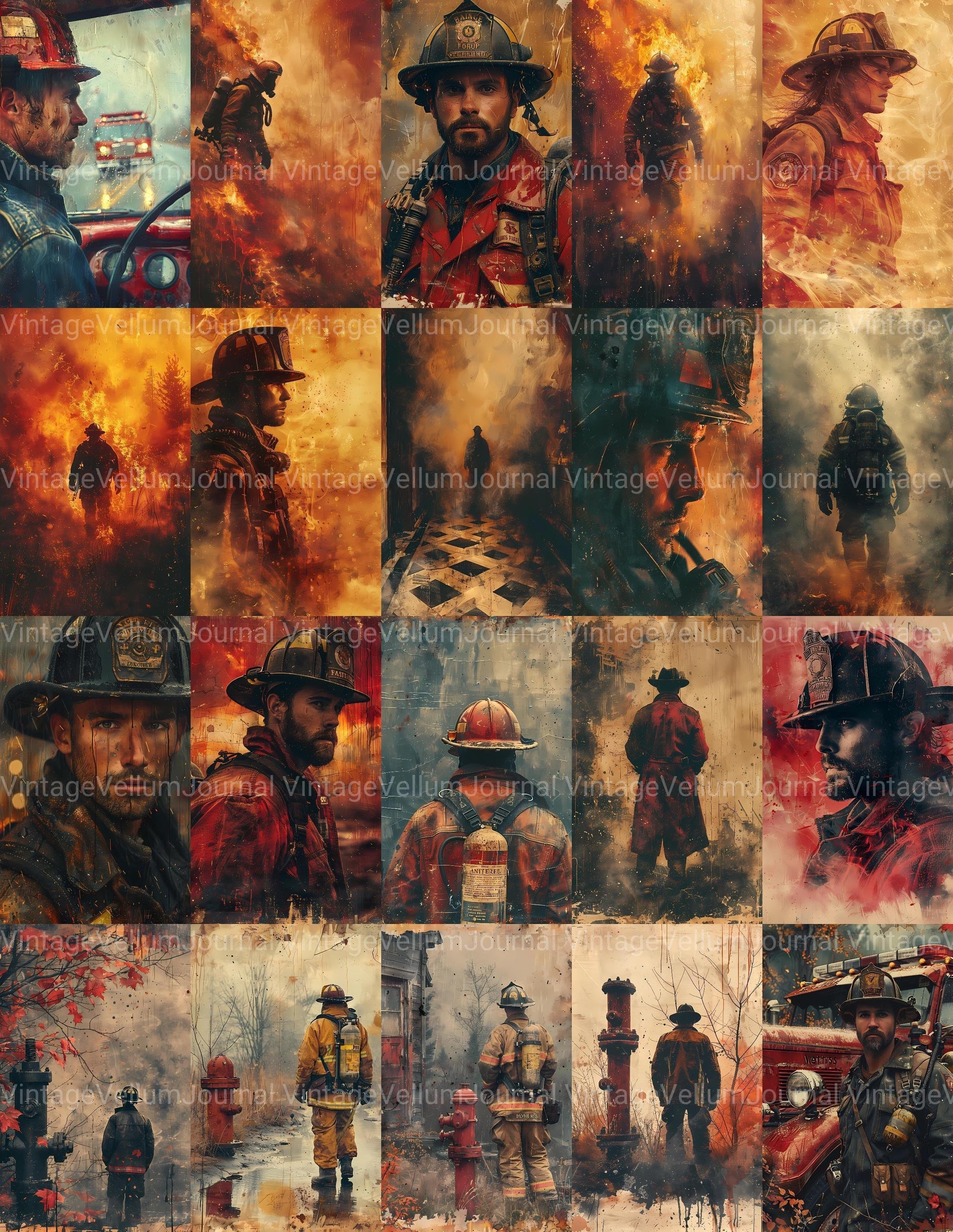 Firefighter Junk Journal Pages - CraftNest - Digital Crafting and Art