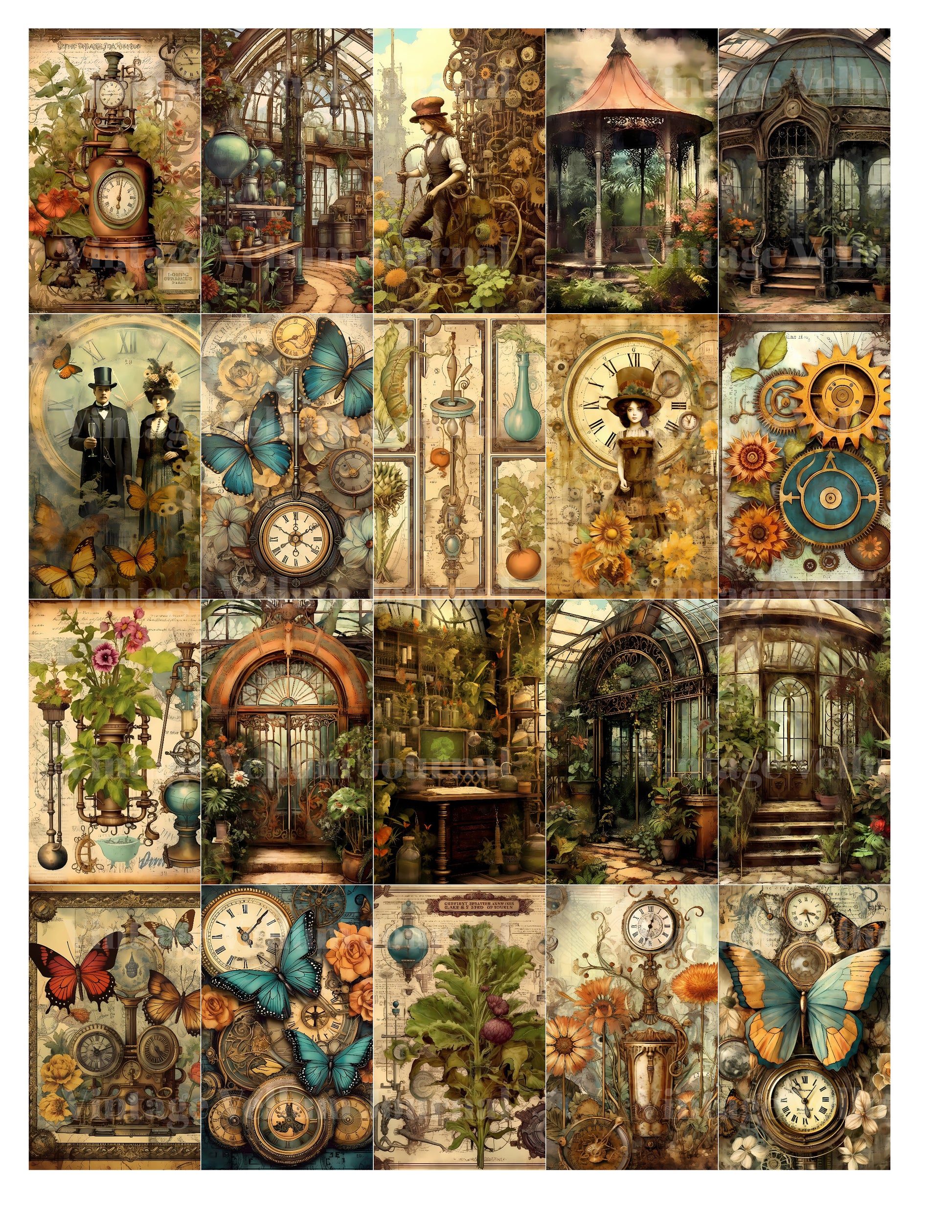 Steampunk Garden World Junk Journal Pages - CraftNest