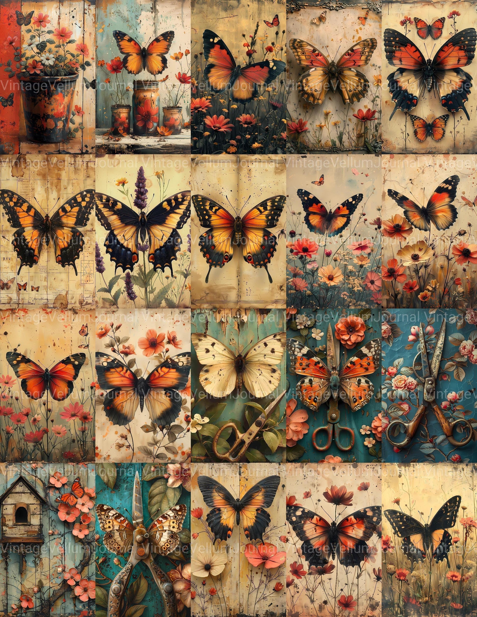 Butterfly Gardens Junk Journal Pages - CraftNest - Digital Crafting and Art