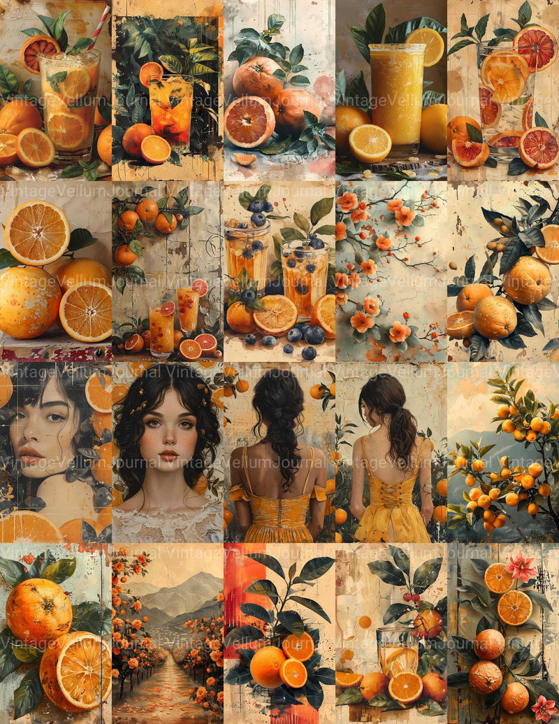 Orange Junk Journal Pages - CraftNest - Digital Crafting and Art