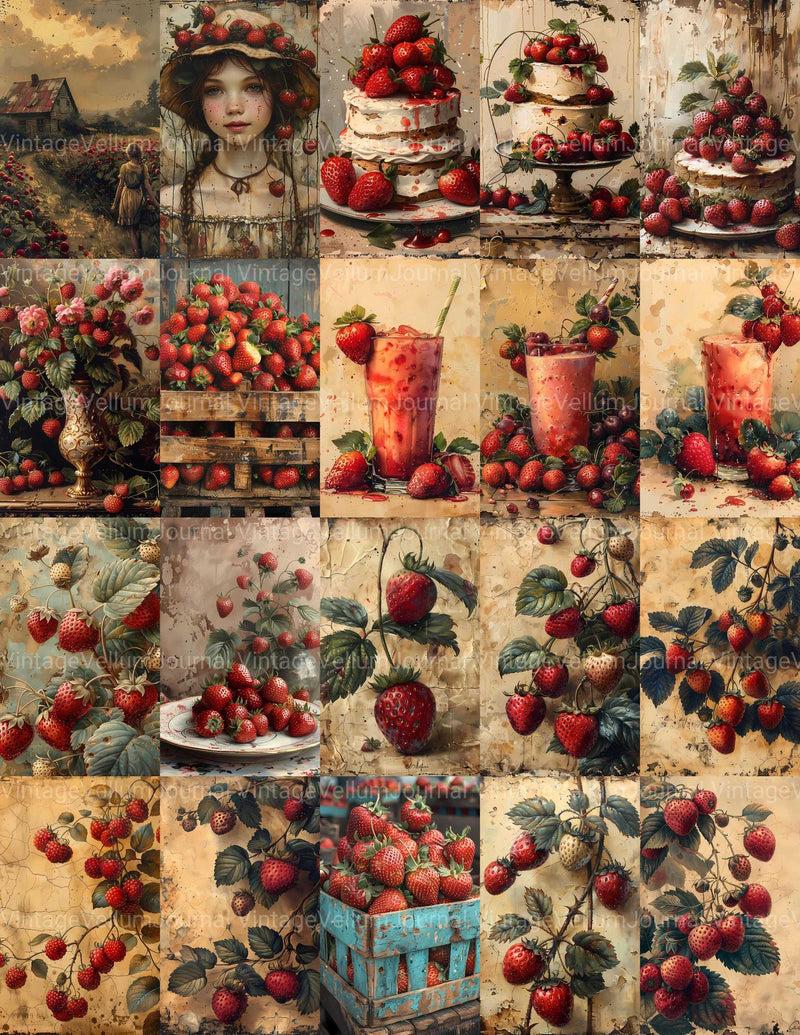 Strawberry Junk Journal Pages - CraftNest - Digital Crafting and Art