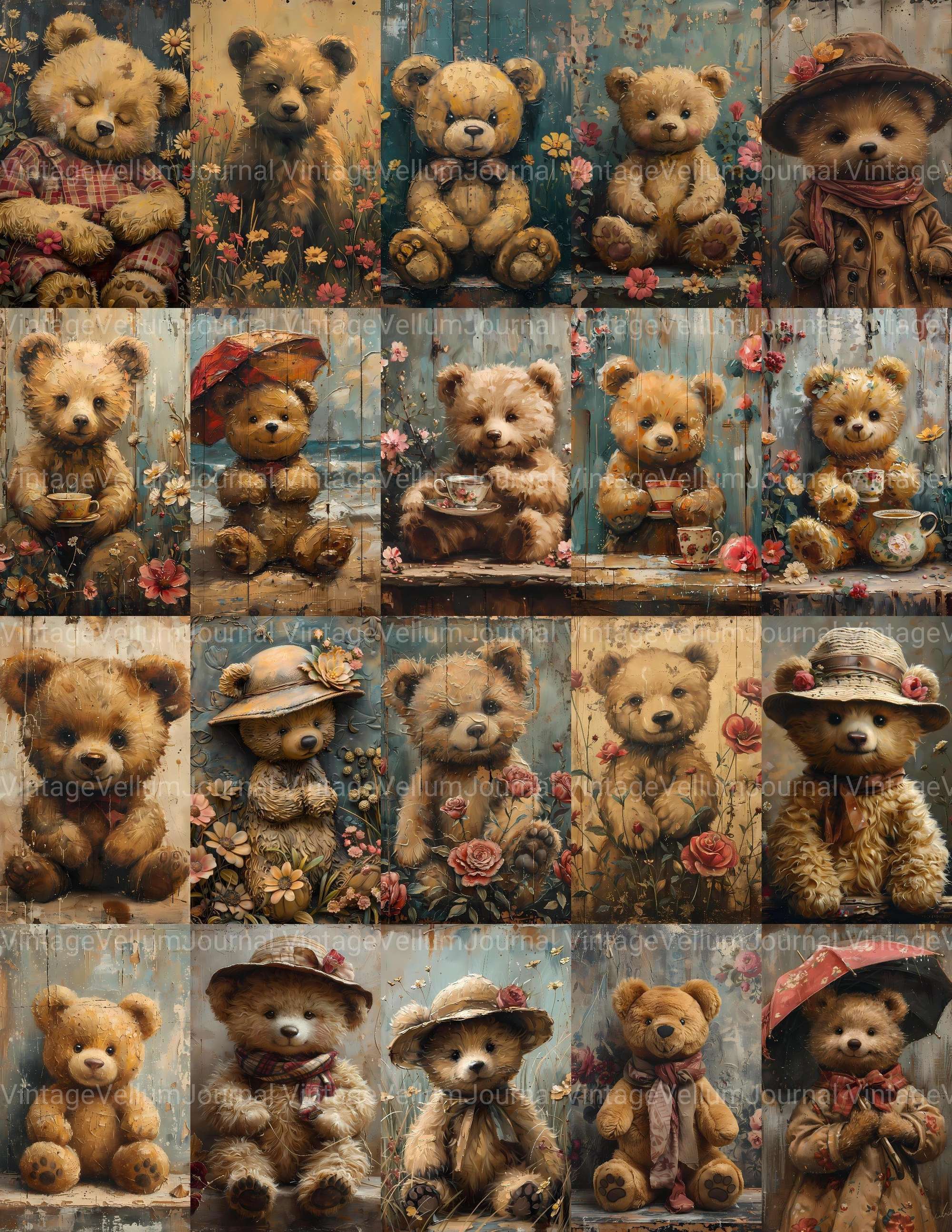 Teddy Bear Summer Junk Journal Pages - CraftNest - Digital Crafting and Art