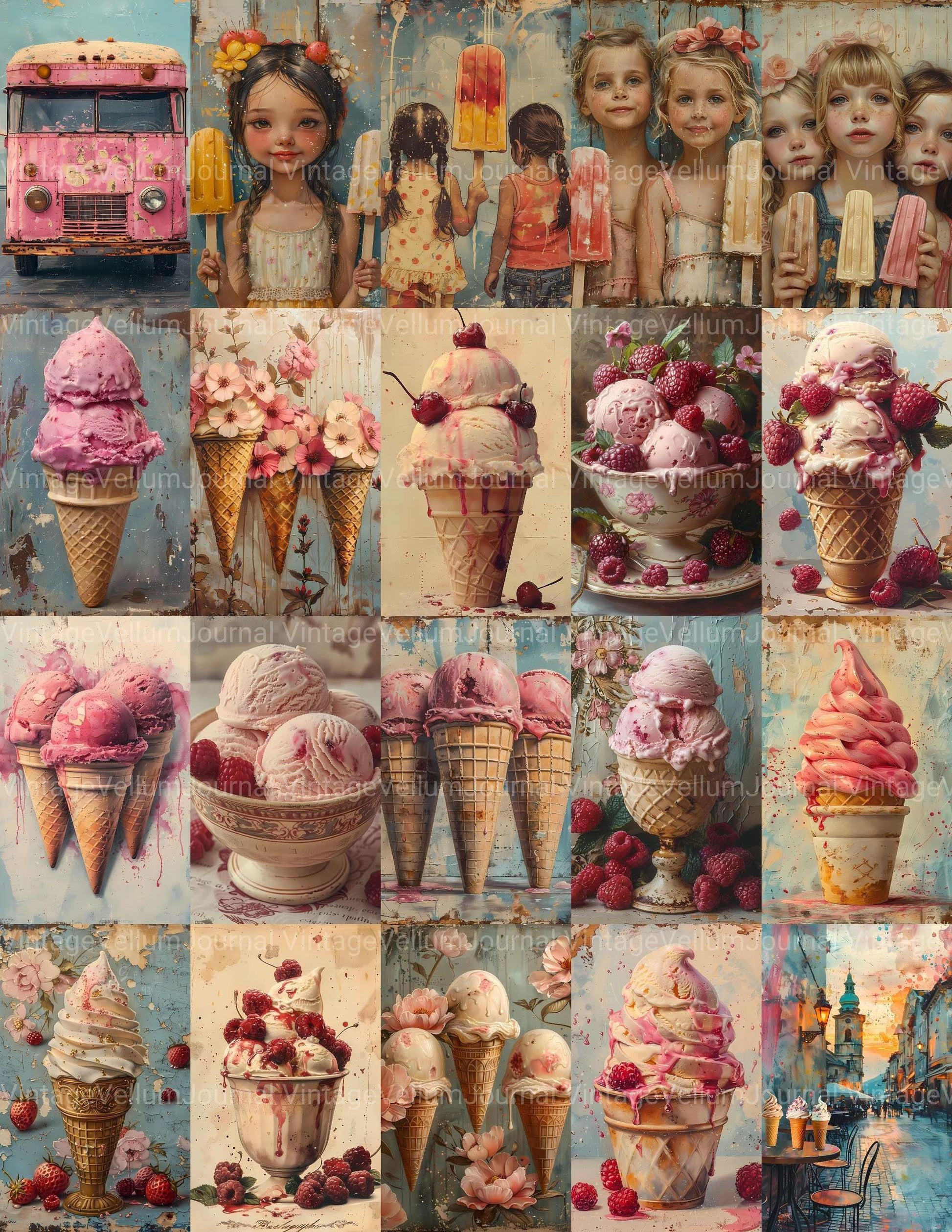 Ice Cream Summer Junk Journal Pages - CraftNest - Digital Crafting and Art