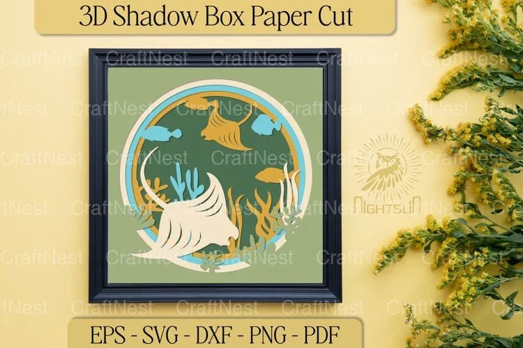 Stingray Ocean 3D Shadow Box Clipart Bundle - CraftNest - Digital Crafting and Art