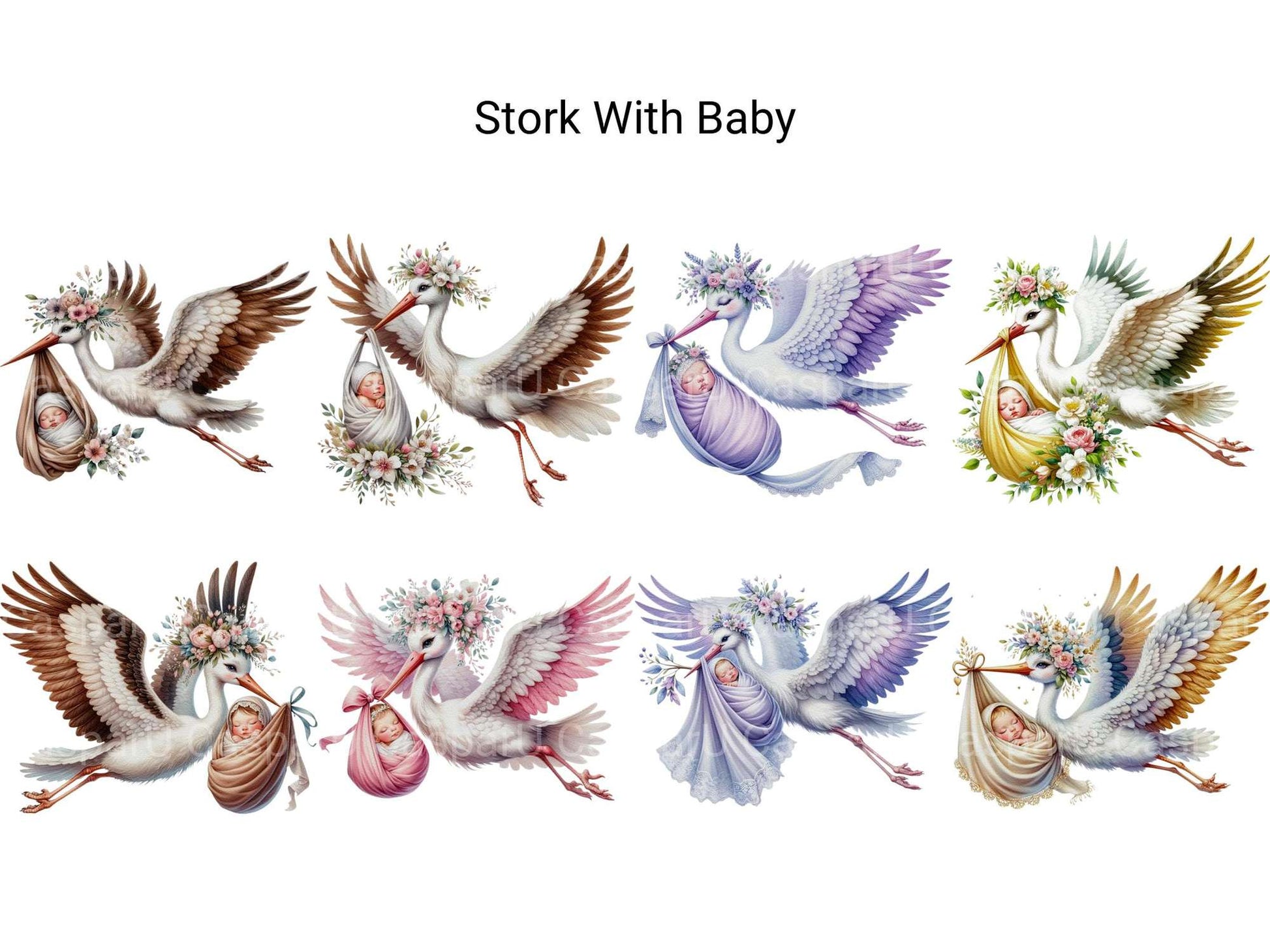 Stork with Baby - CraftNest - Digital Crafting and Art
