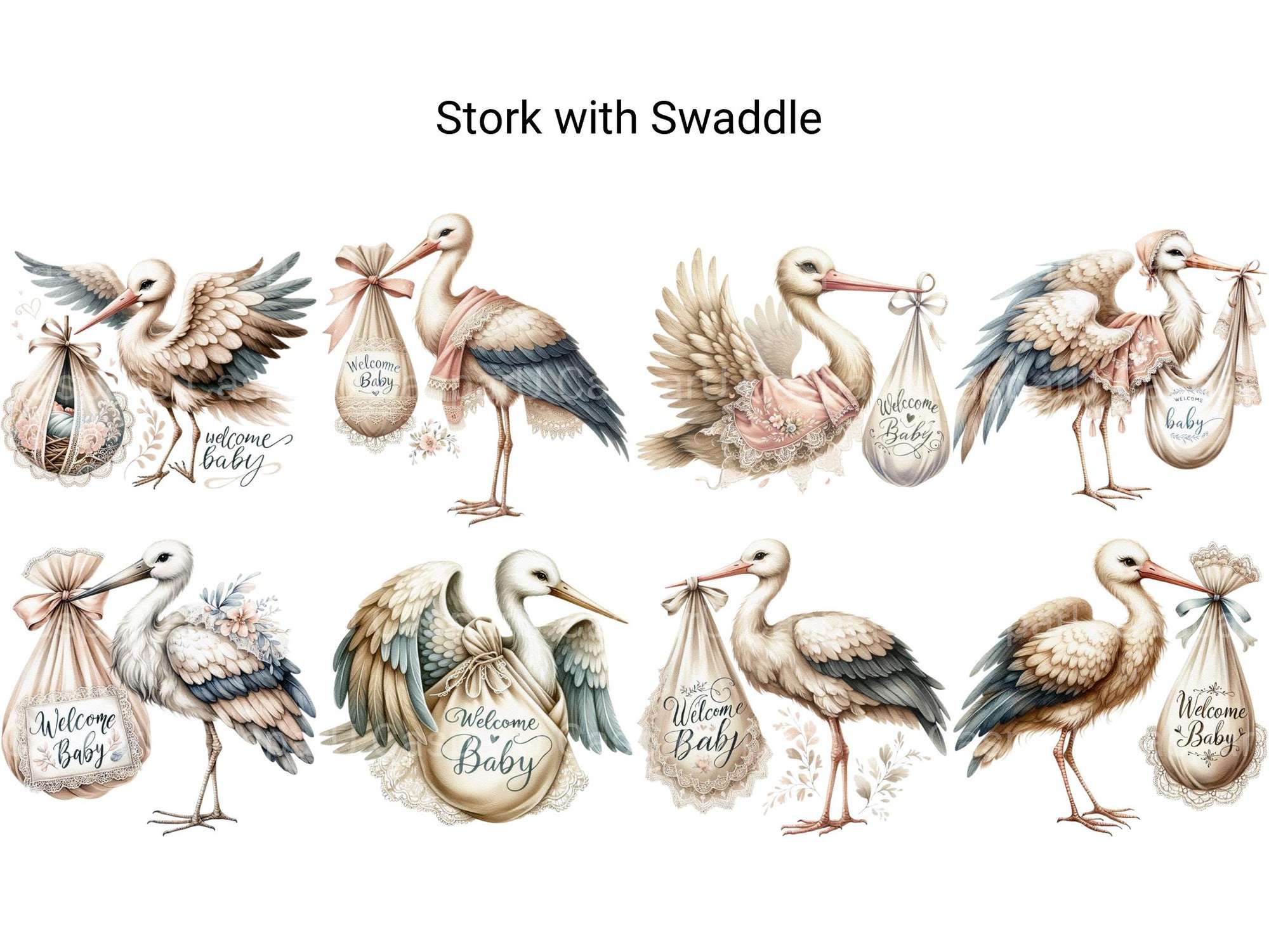 Stork with Swaddle - CraftNest - Digital Crafting and Art