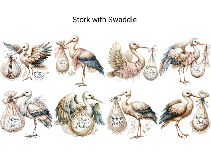 Stork with Swaddle - CraftNest - Digital Crafting and Art