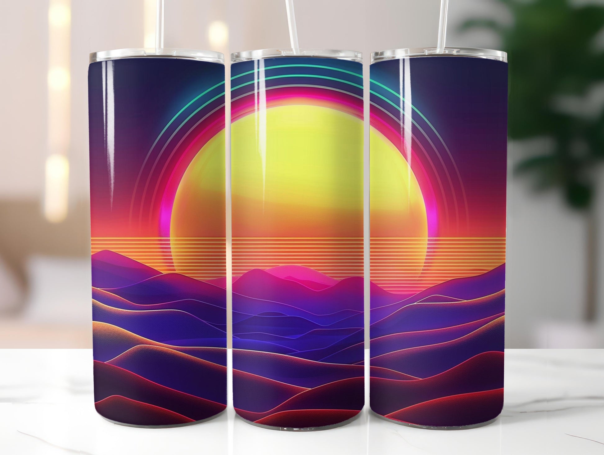 Neon-Colored Sunset Tumbler Wrap - CraftNest - Digital Crafting and Art