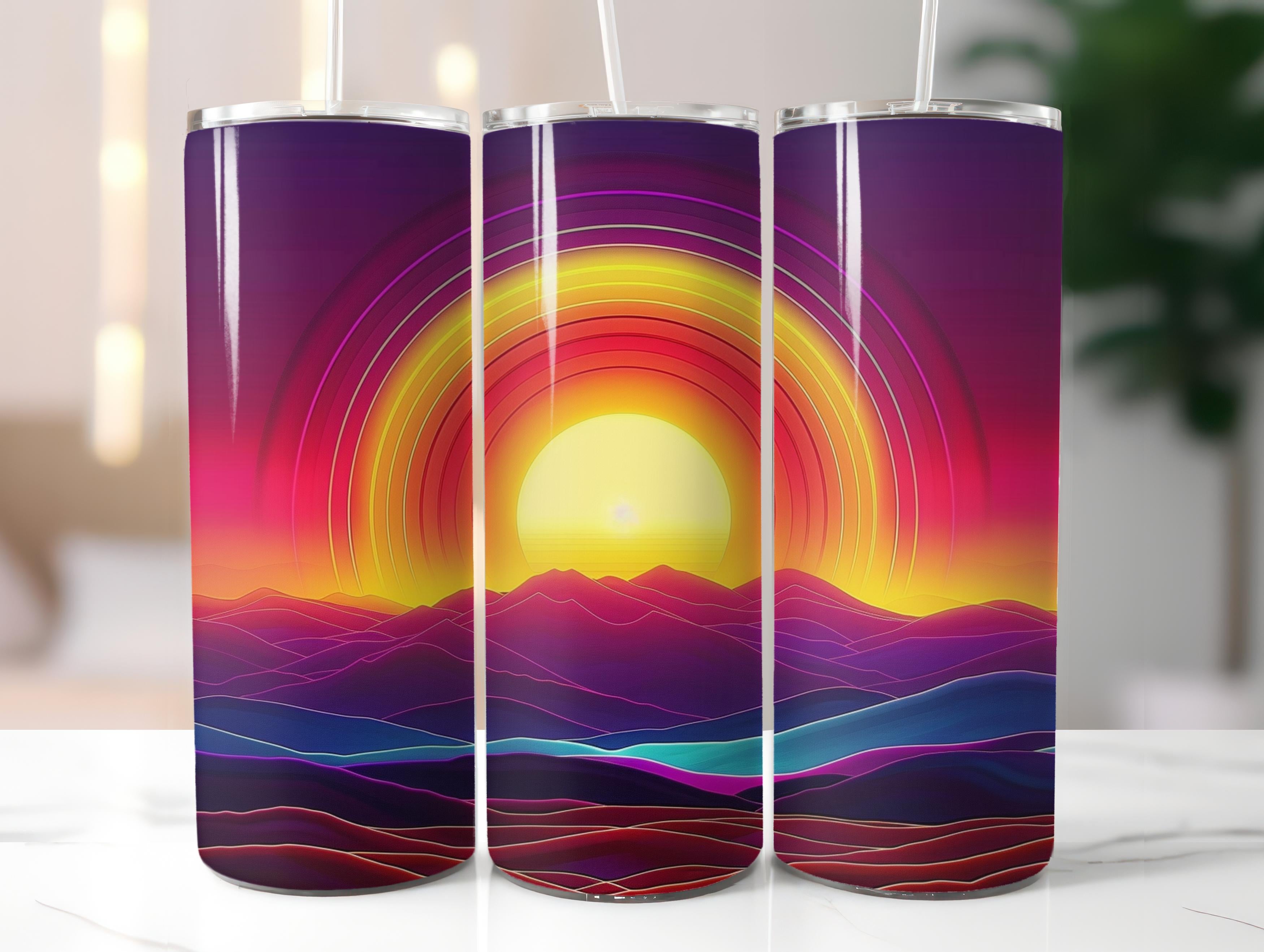 Neon-Colored Sunset Tumbler Wrap - CraftNest - Digital Crafting and Art