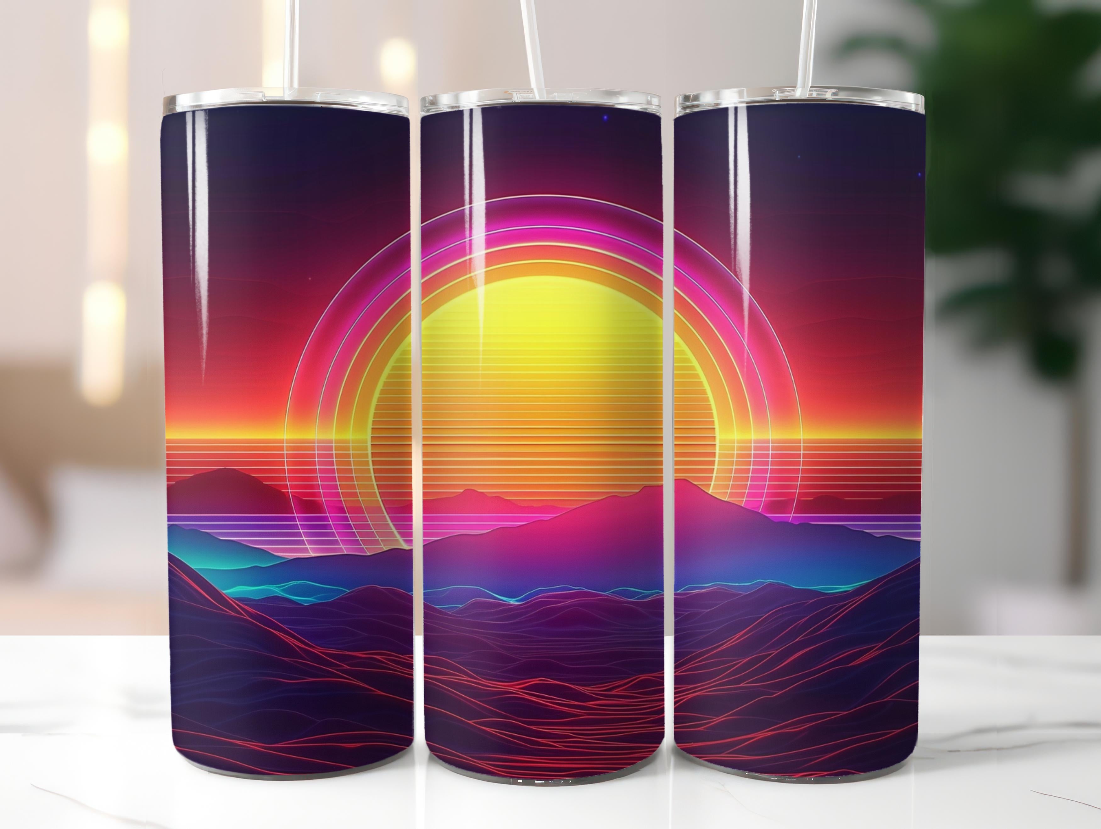 Neon-Colored Sunset Tumbler Wrap - CraftNest - Digital Crafting and Art
