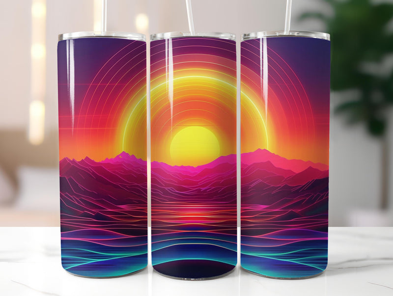 Neon-Colored Sunset Tumbler Wrap - CraftNest - Digital Crafting and Art