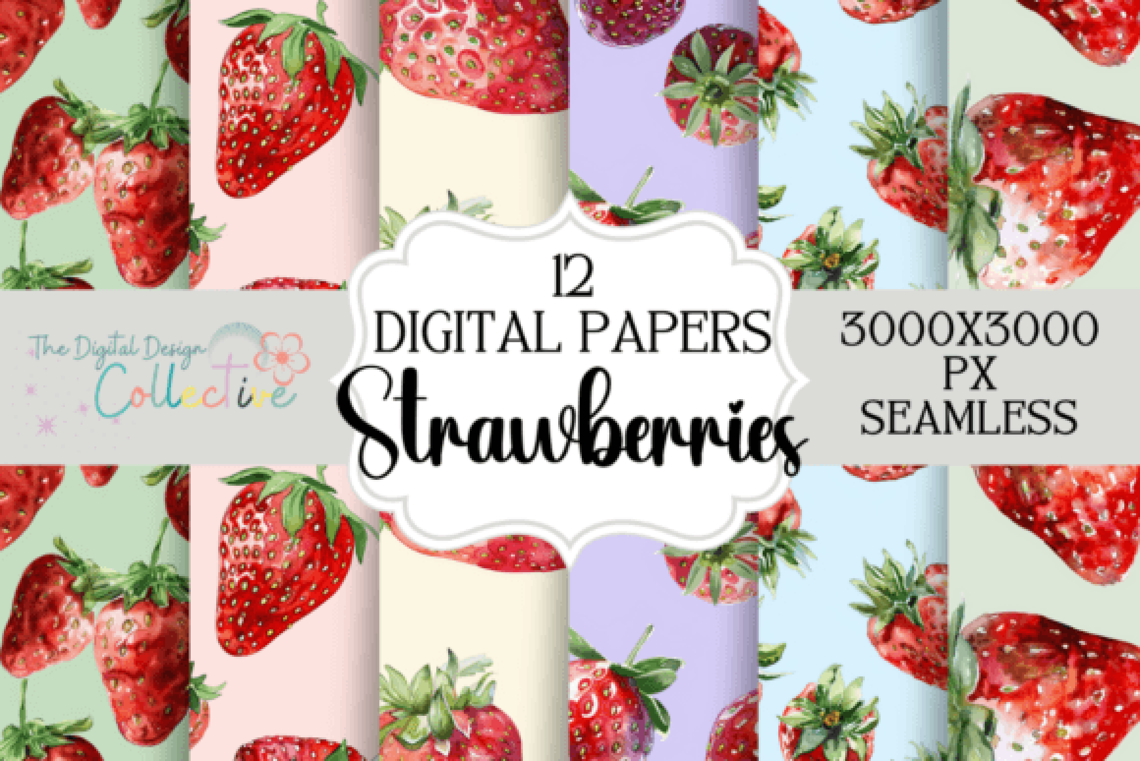 Strawberries Seamless Digital Paper