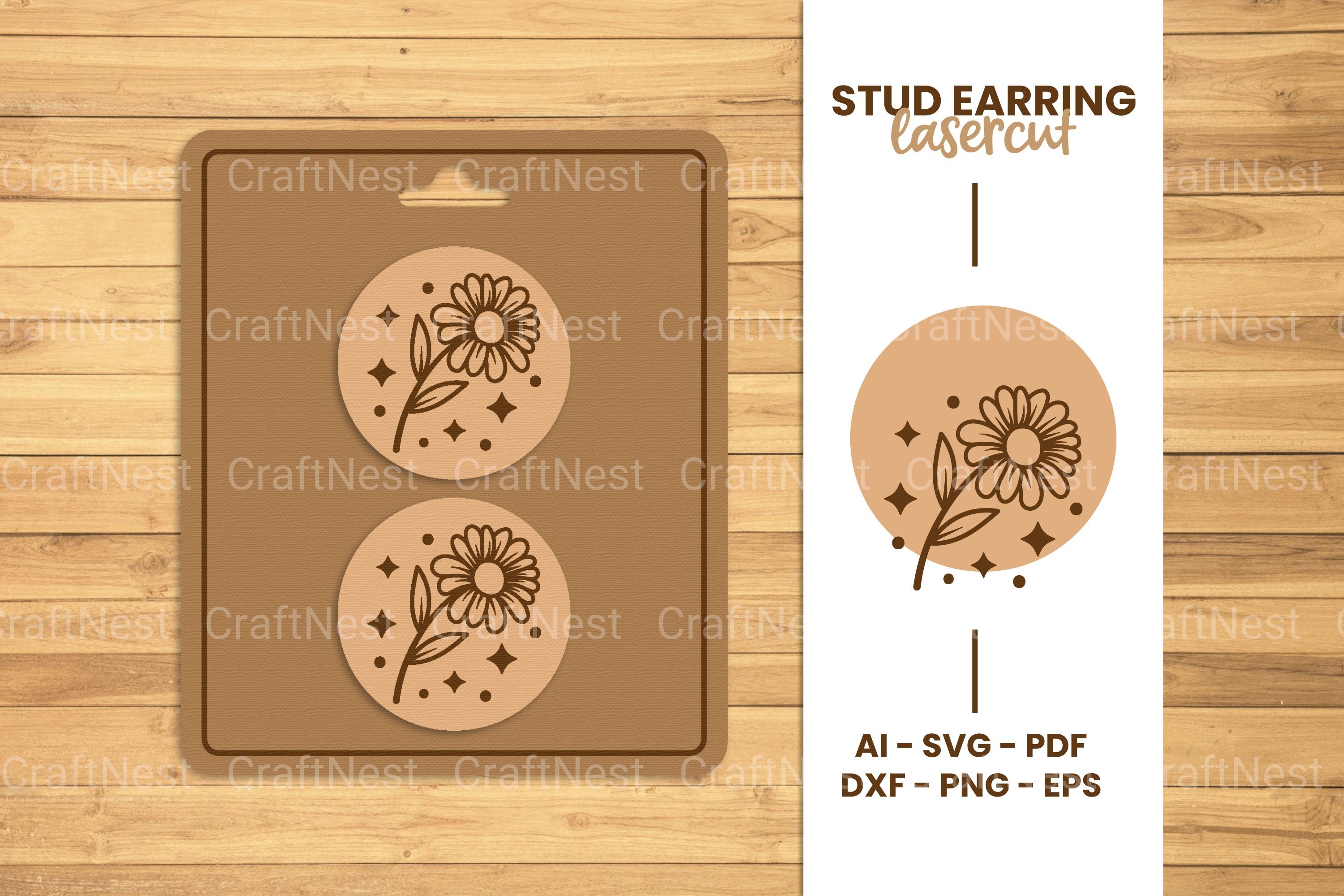 Stud Earring Lasercut SVG Bundle Clipart