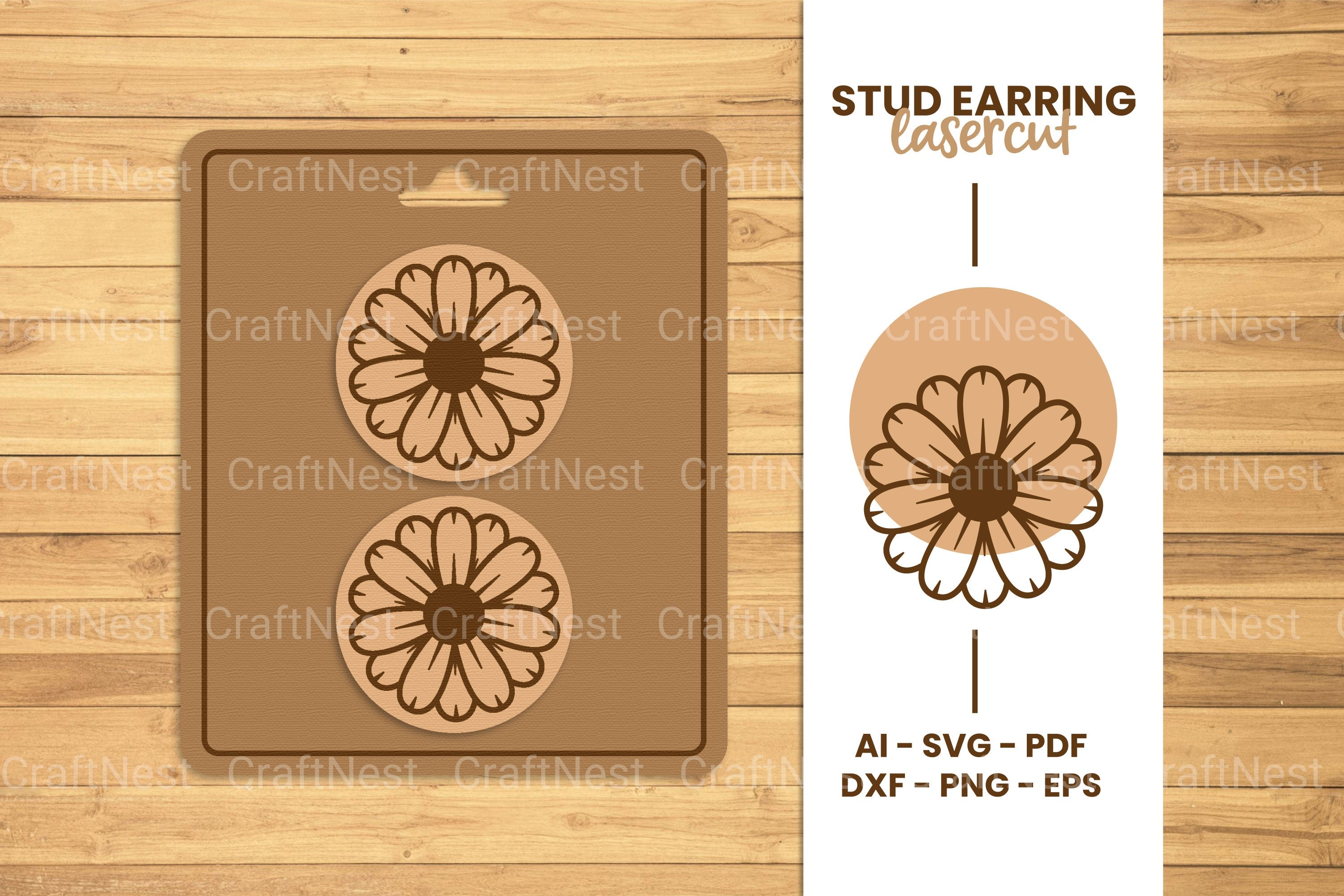 Stud Earring Lasercut SVG Bundle Clipart