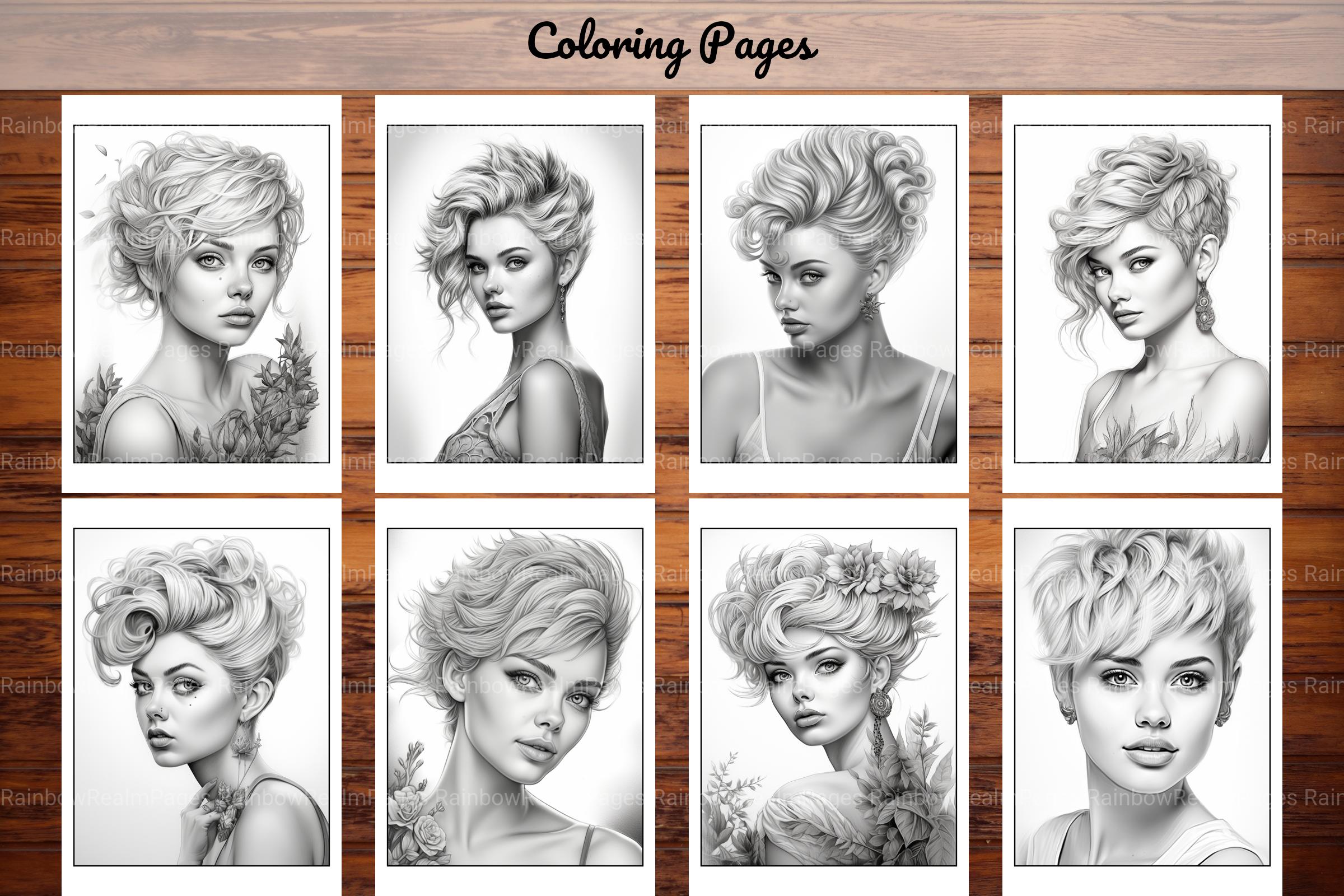 Hair Style Fashion Coloring Book - CraftNest - Digital Crafting and Art
