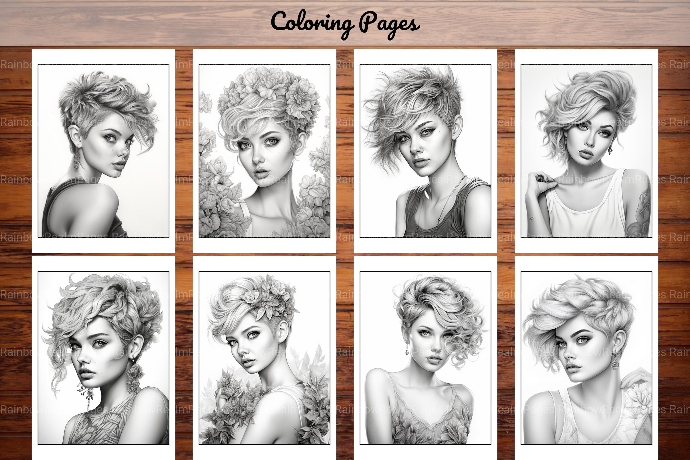 Hair Style Fashion Coloring Book - CraftNest - Digital Crafting and Art