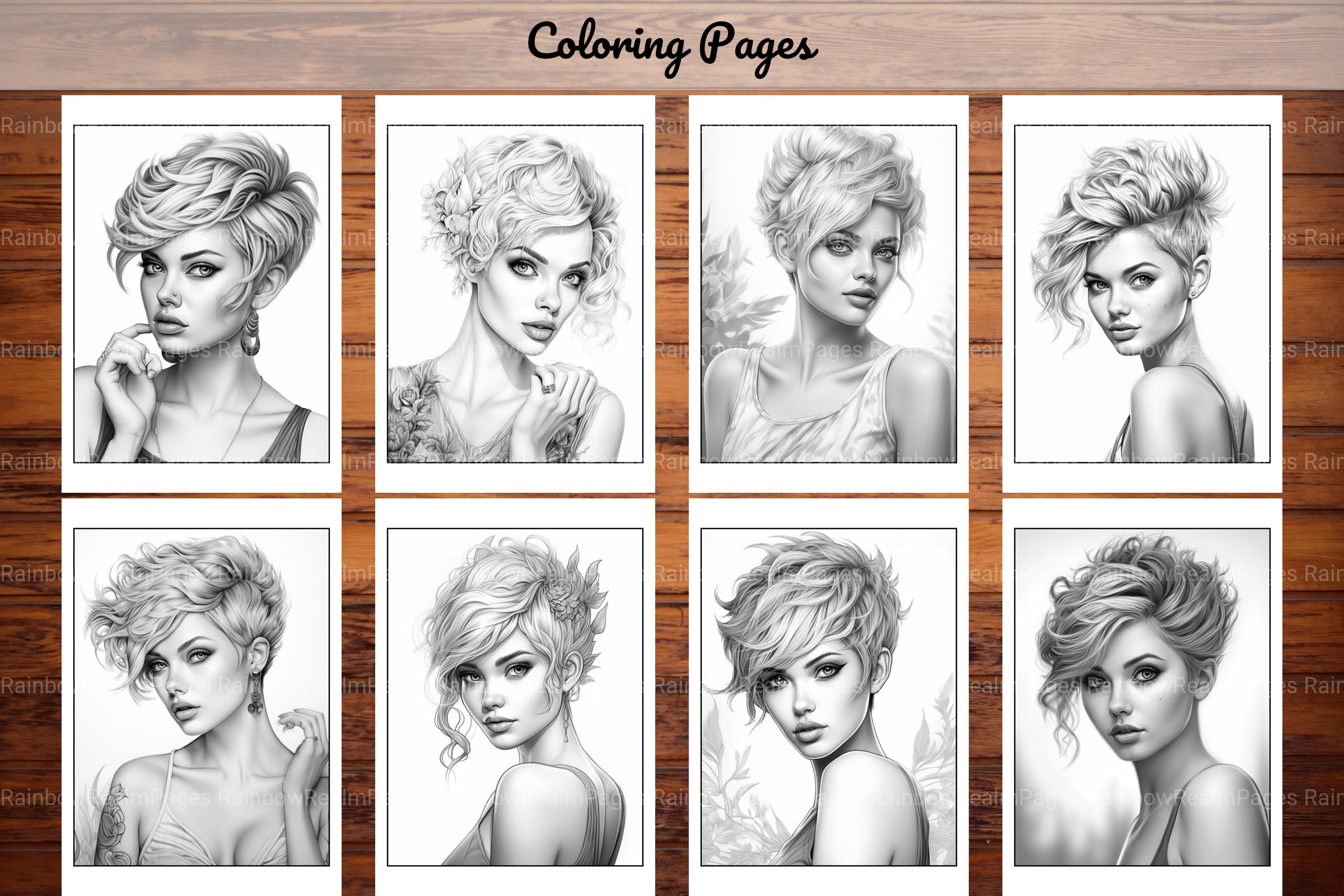 Hair Style Fashion Coloring Book - CraftNest - Digital Crafting and Art