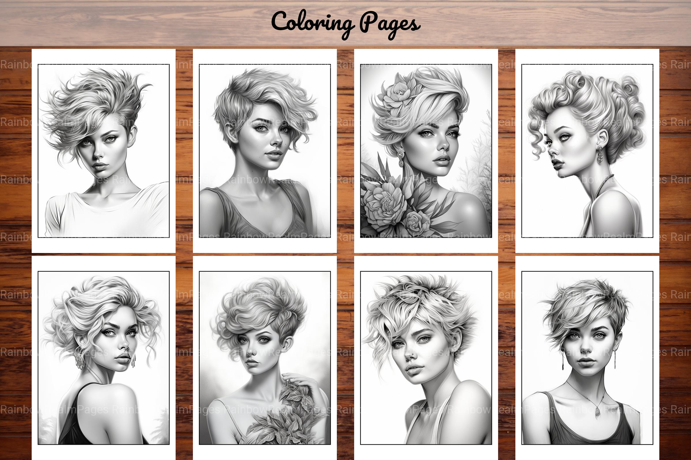 Hair Style Fashion Coloring Book - CraftNest - Digital Crafting and Art