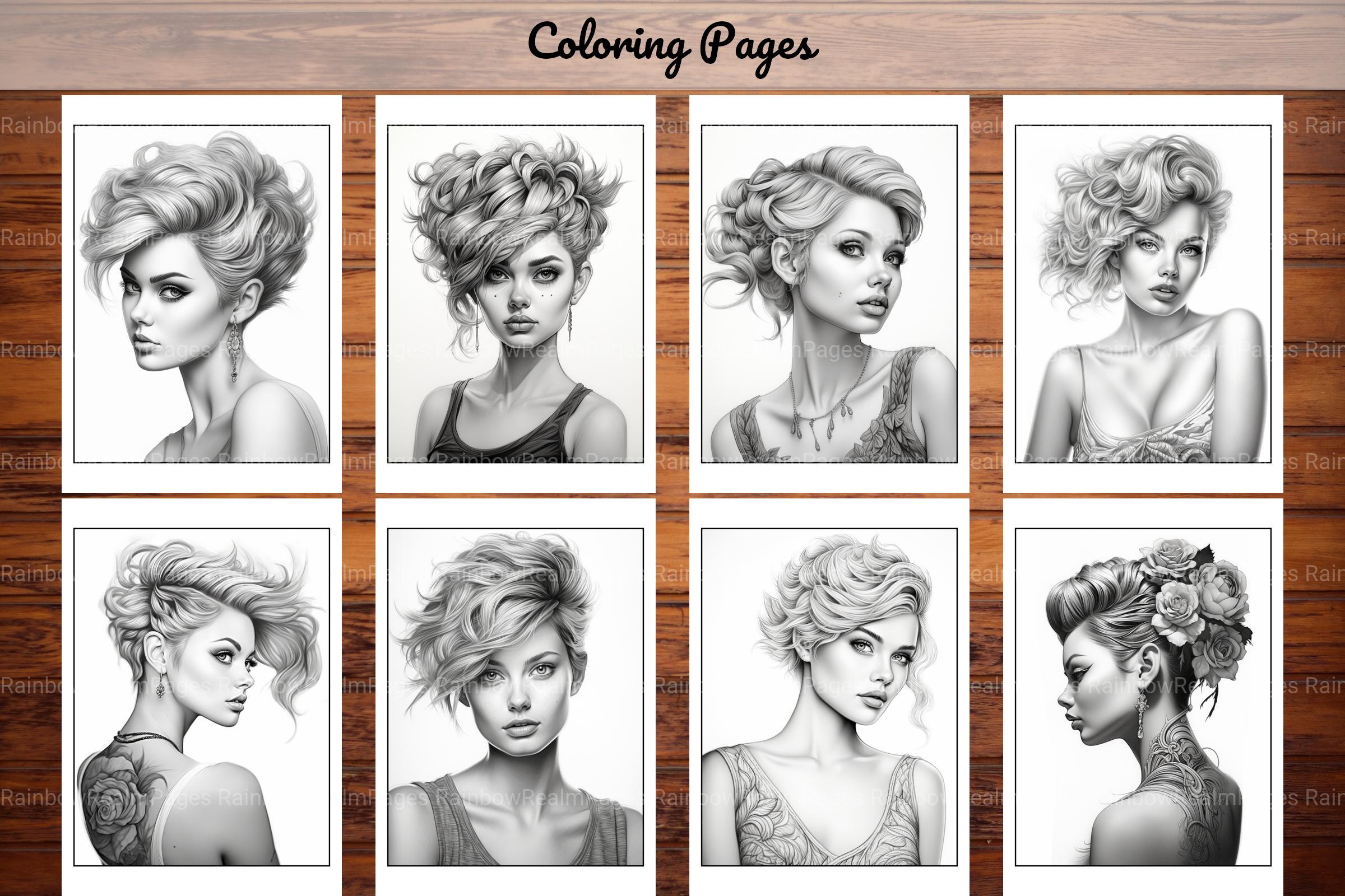Hair Style Fashion Coloring Book - CraftNest - Digital Crafting and Art