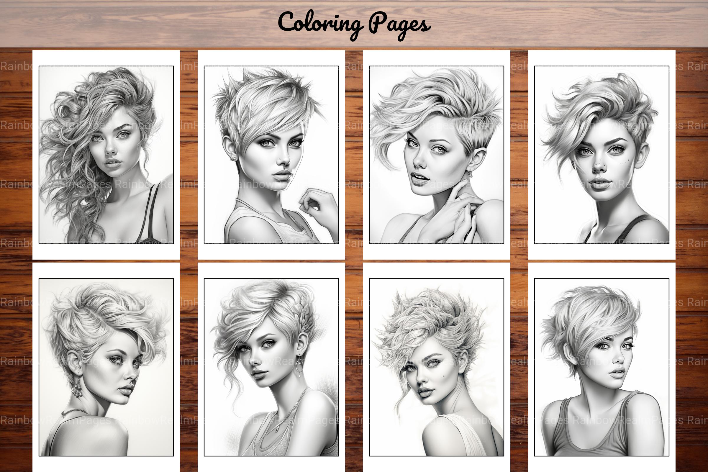 Hair Style Fashion Coloring Book - CraftNest - Digital Crafting and Art