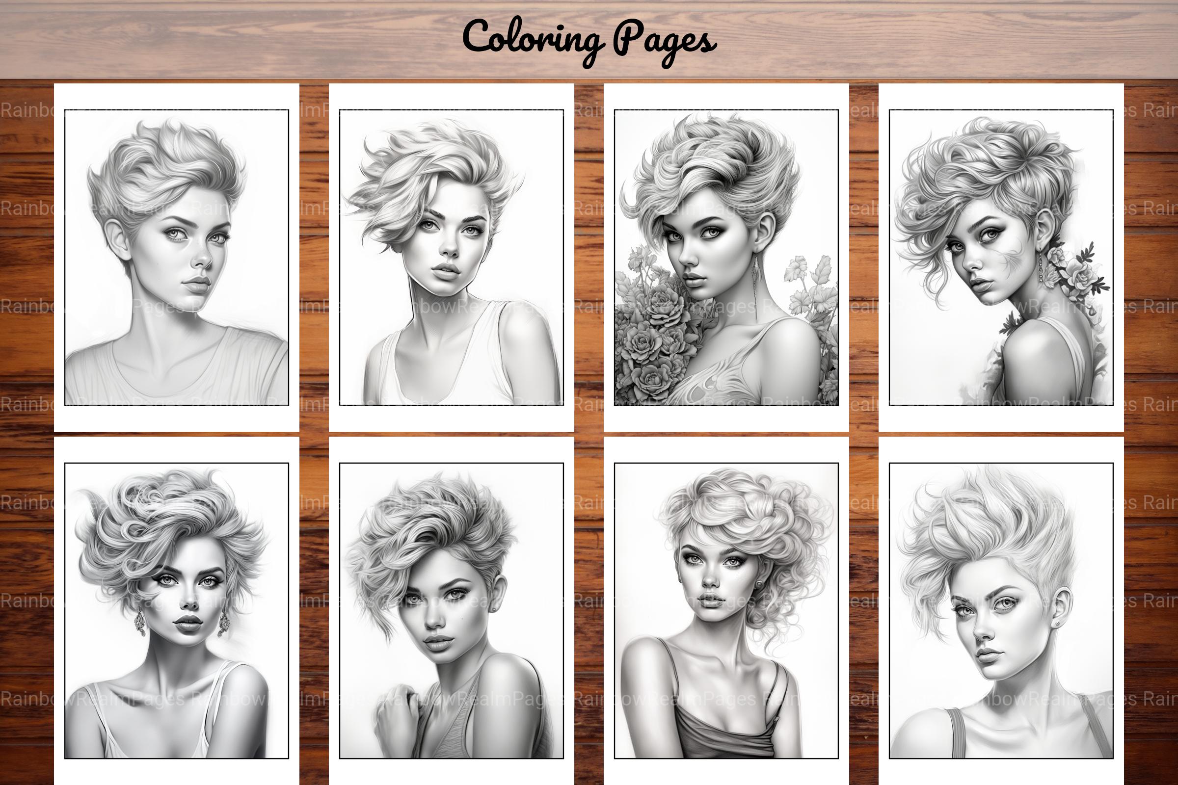Hair Style Fashion Coloring Book - CraftNest - Digital Crafting and Art