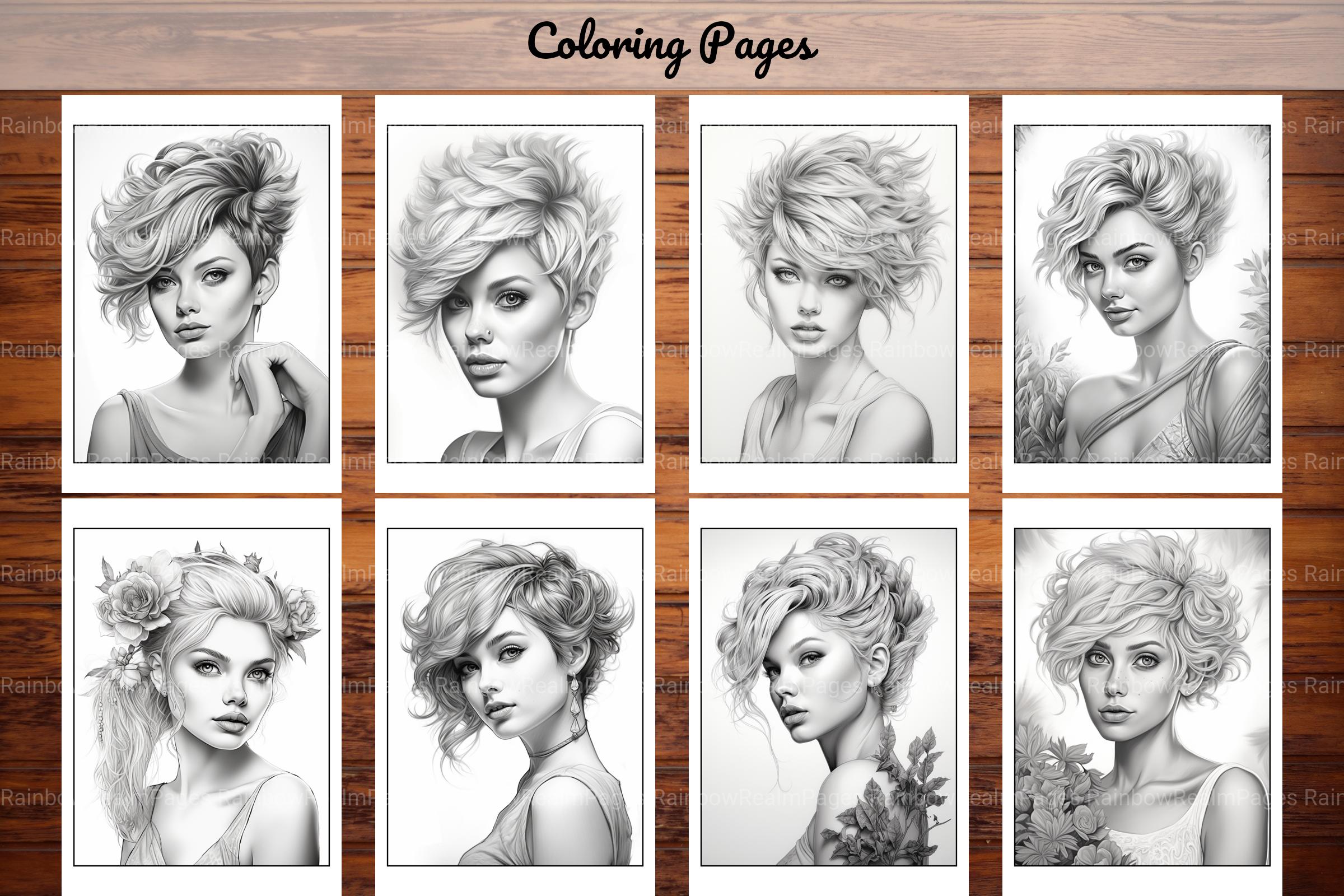 Hair Style Fashion Coloring Book - CraftNest - Digital Crafting and Art