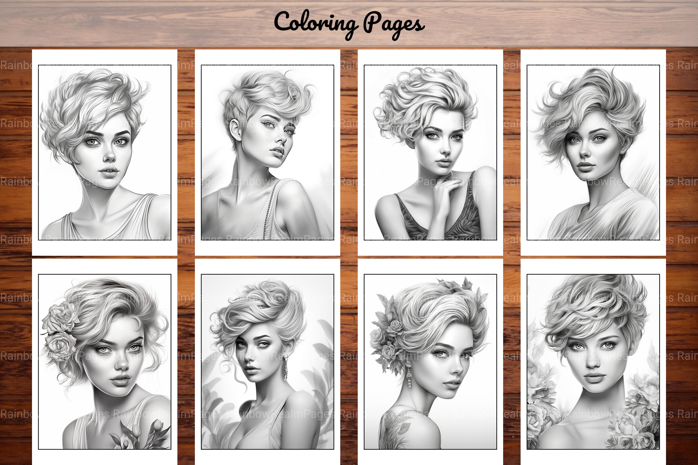 Hair Style Fashion Coloring Book - CraftNest - Digital Crafting and Art