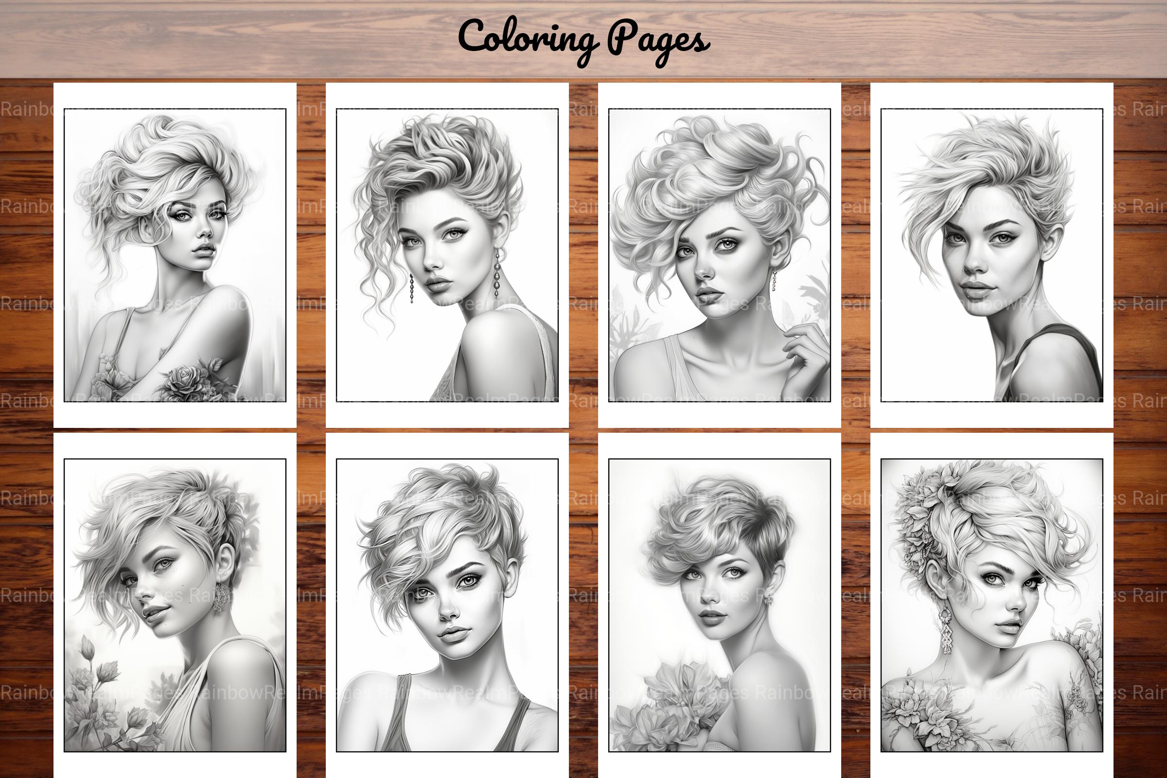 Hair Style Fashion Coloring Book - CraftNest - Digital Crafting and Art